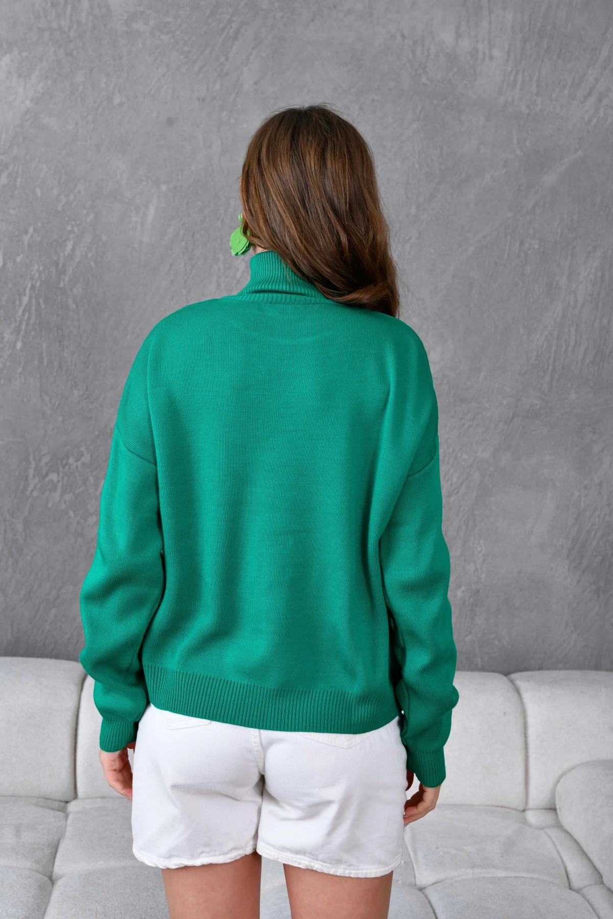 Kadın Balıkçı Yaka Yumuşak Dokulu Triko Kazak 10991