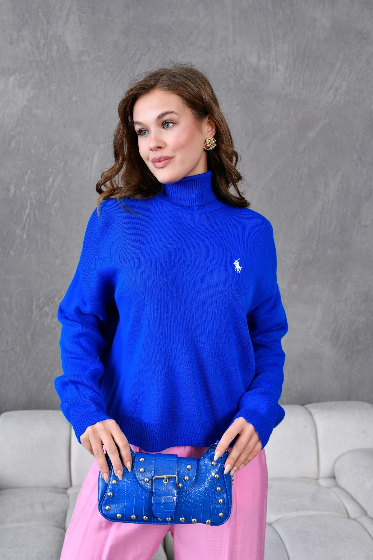 Kadın Balıkçı Yaka Yumuşak Dokulu Triko Kazak 10991