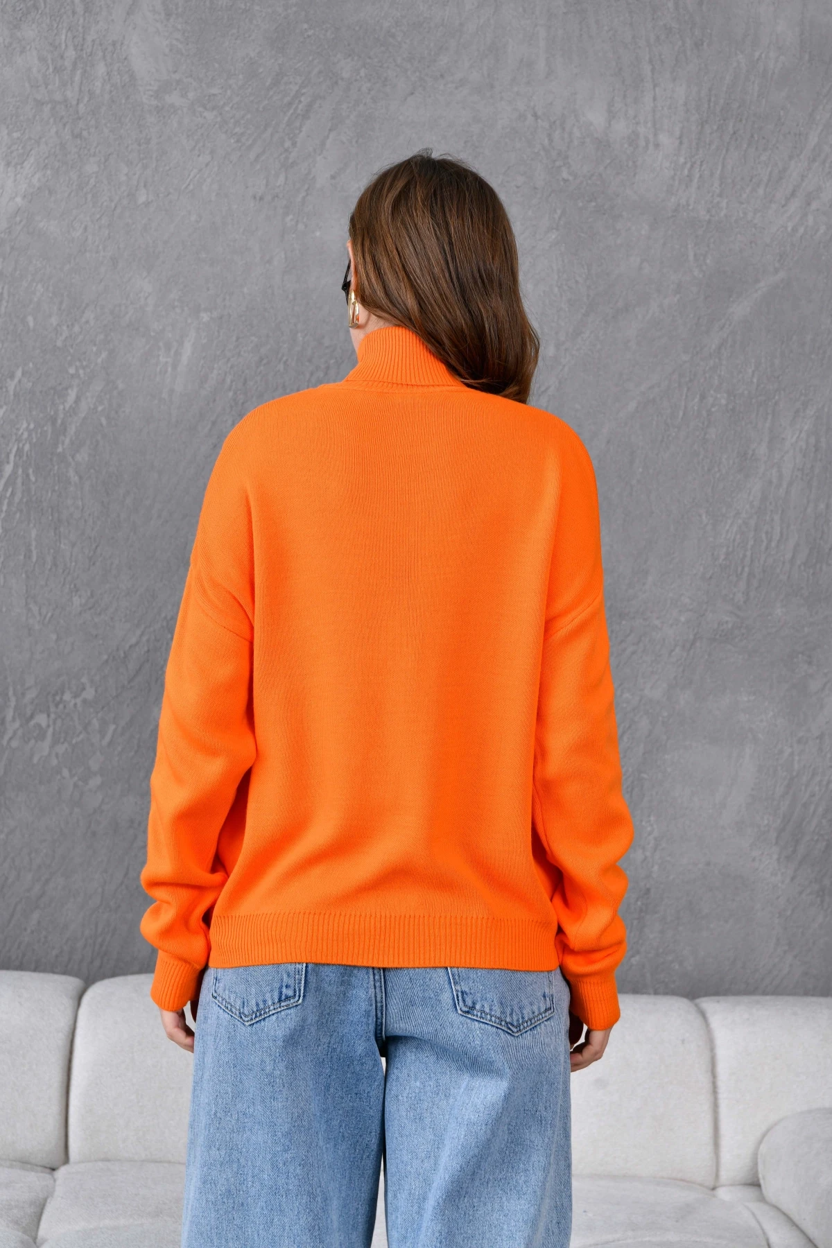 Kadın Balıkçı Yaka Yumuşak Dokulu Triko Kazak 10991