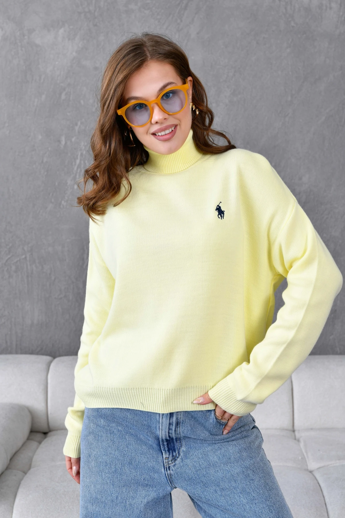 Kadın Balıkçı Yaka Yumuşak Dokulu Triko Kazak 10991