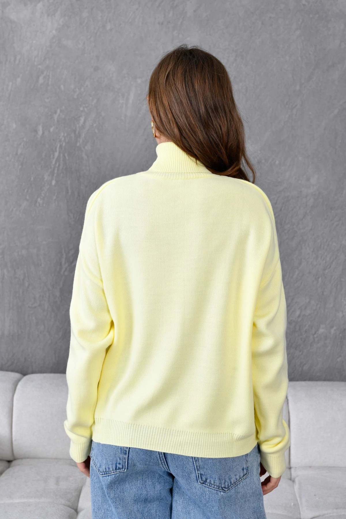 Kadın Balıkçı Yaka Yumuşak Dokulu Triko Kazak 10991