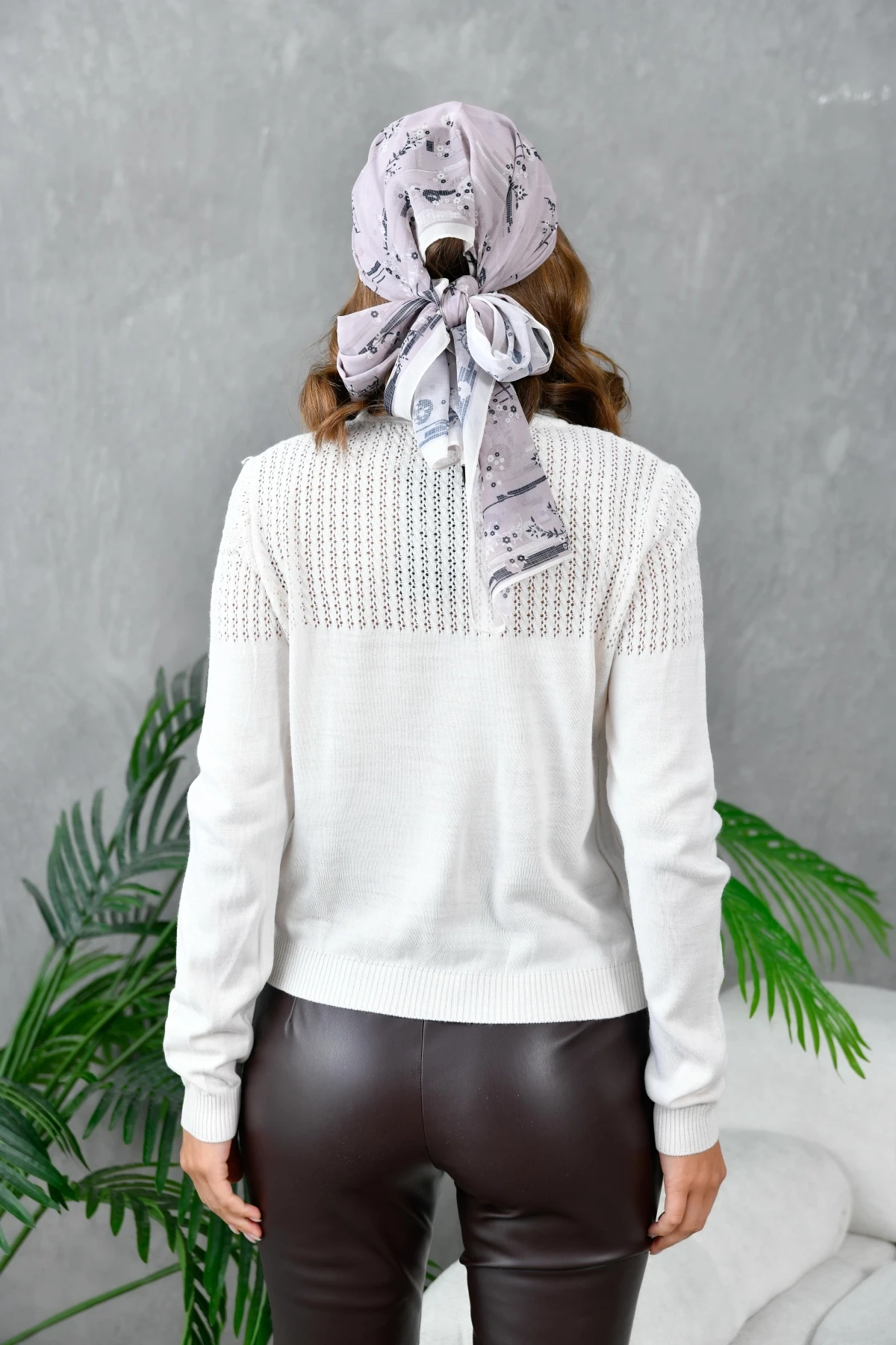 Kadın Bisiklet Yaka Ajurlu Triko Kazak 10833