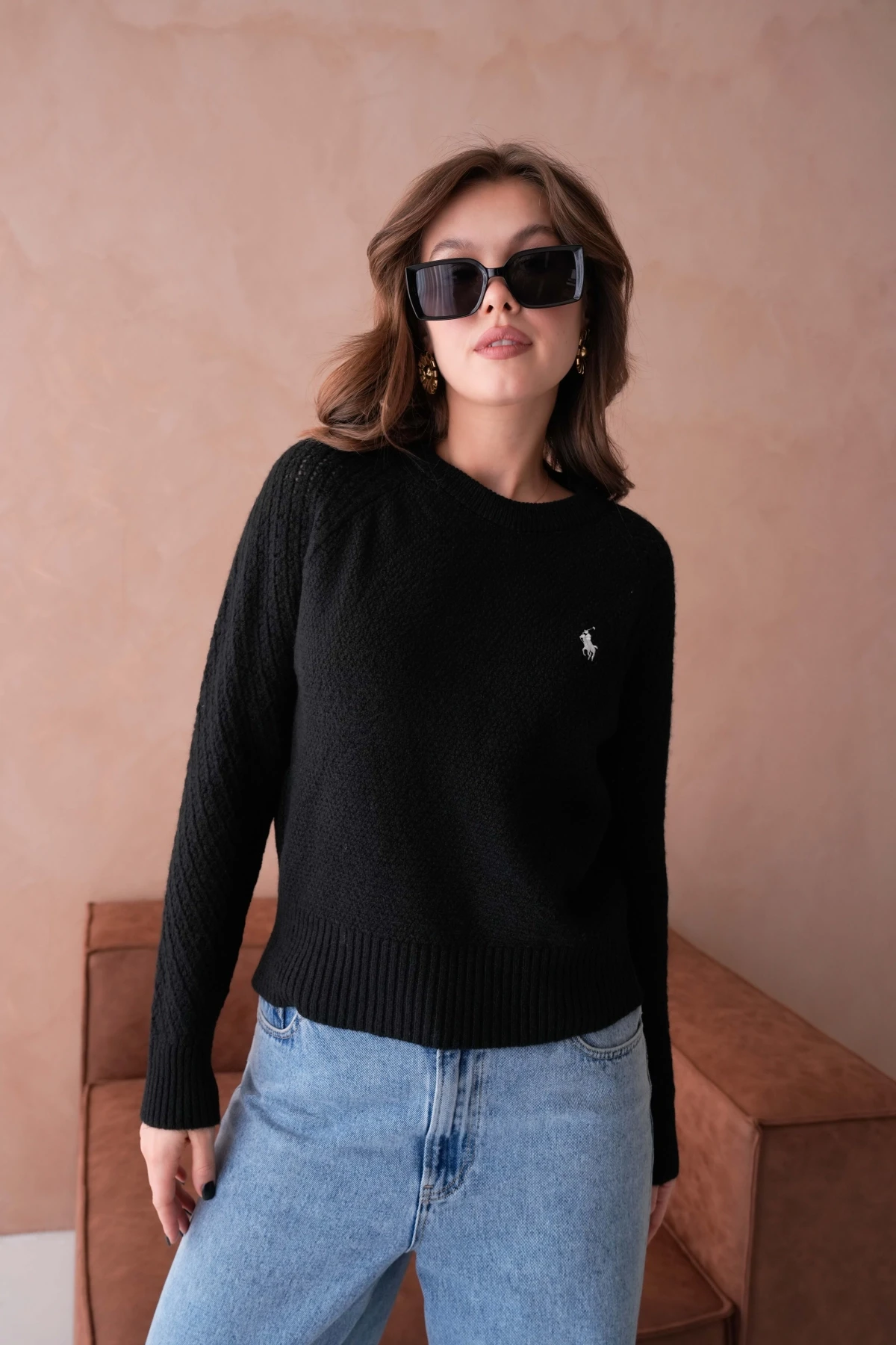 Kadın Bisiklet Yaka Ajurlu Yumuşak Dokulu Triko Kazak 8420Sw