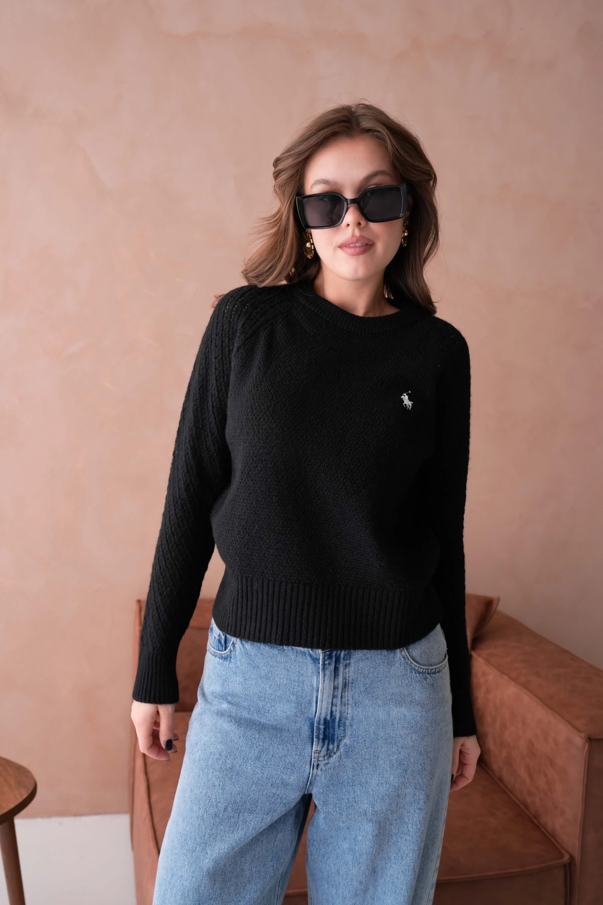 Kadın Bisiklet Yaka Ajurlu Yumuşak Dokulu Triko Kazak 8420Sw