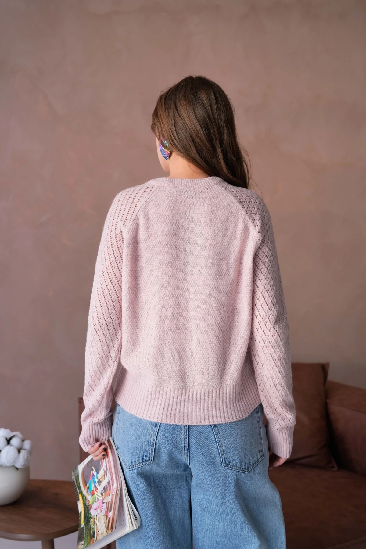 Kadın Bisiklet Yaka Ajurlu Yumuşak Dokulu Triko Kazak 8420Sw