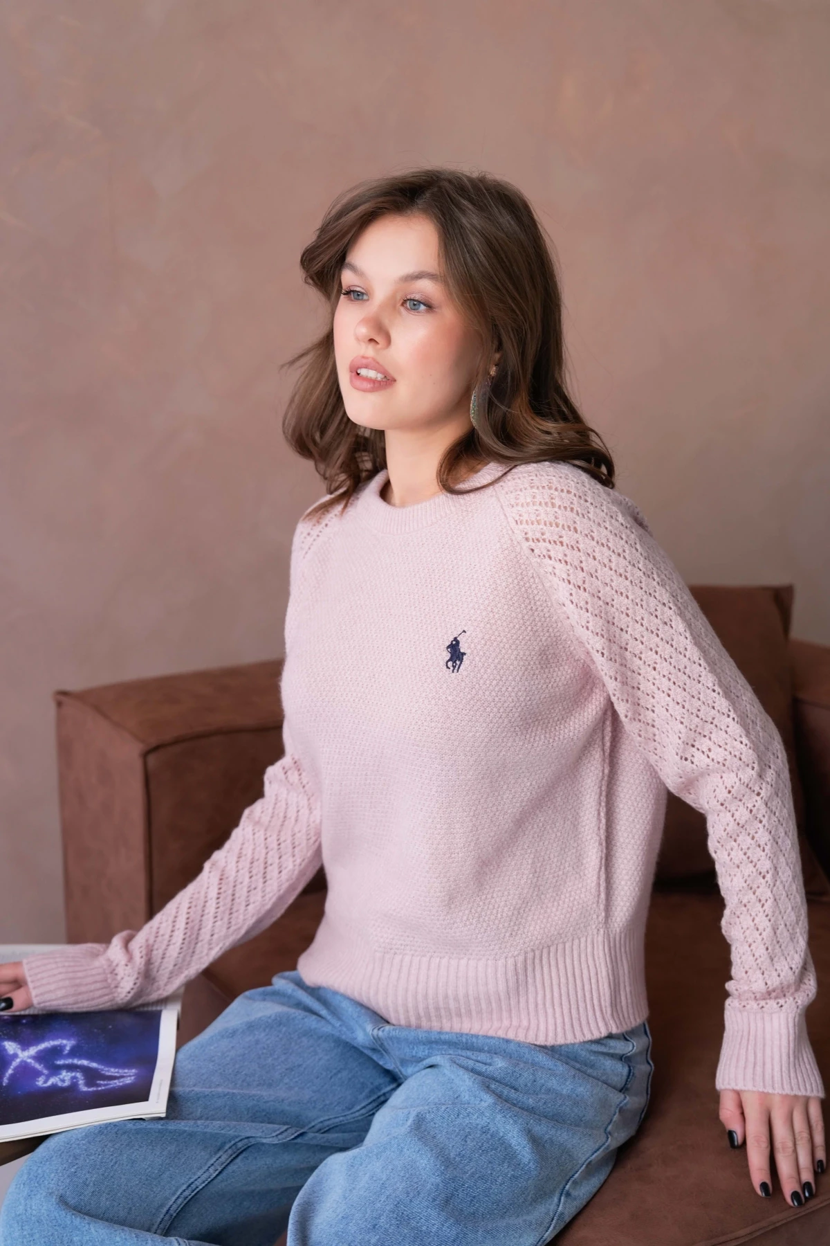 Kadın Bisiklet Yaka Ajurlu Yumuşak Dokulu Triko Kazak 8420Sw