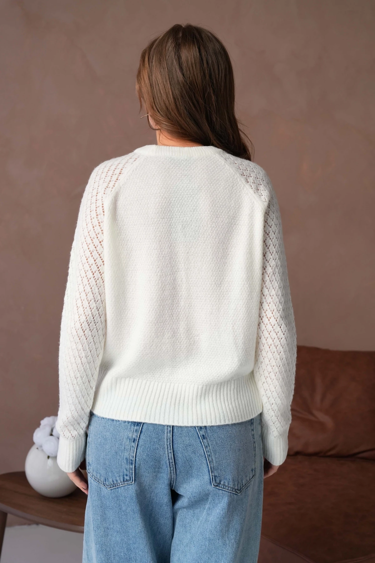 Kadın Bisiklet Yaka Ajurlu Yumuşak Dokulu Triko Kazak 8420Sw