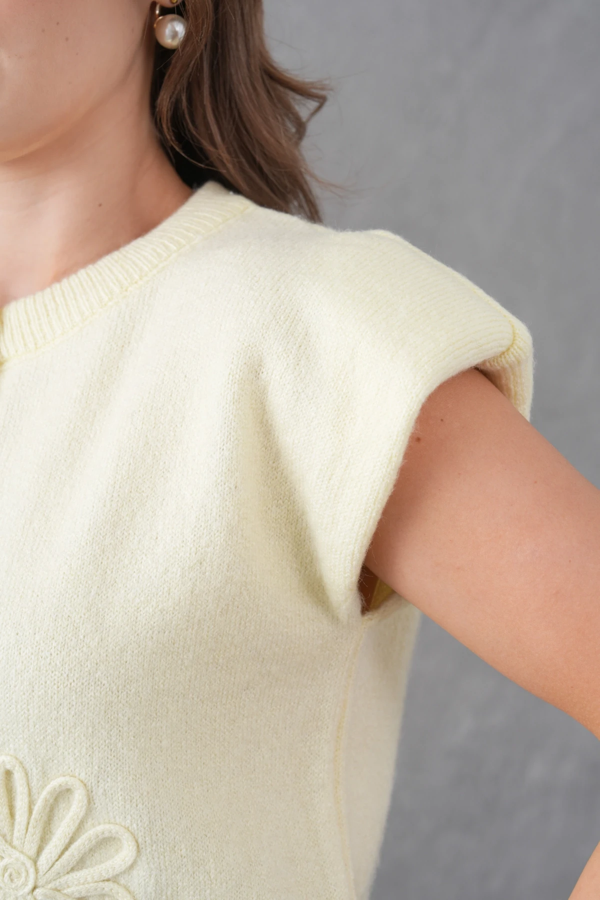 Kadın Bisiklet Yaka Düğme Detay Örgü Desenli Triko Ceket 8602Sw