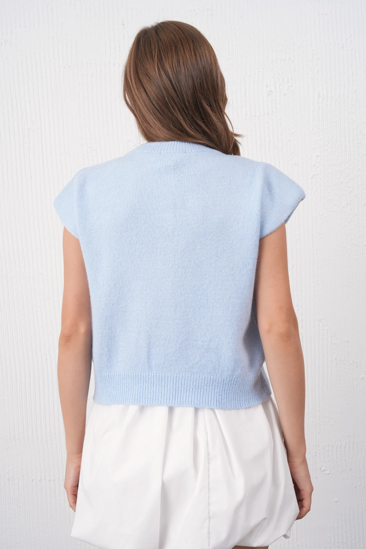 Kadın Bisiklet Yaka Düğme Detay Örgü Desenli Triko Ceket 8602Sw