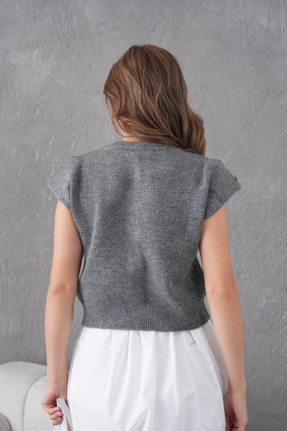 Kadın Bisiklet Yaka Düğme Detay Örgü Desenli Triko Ceket 8602Sw