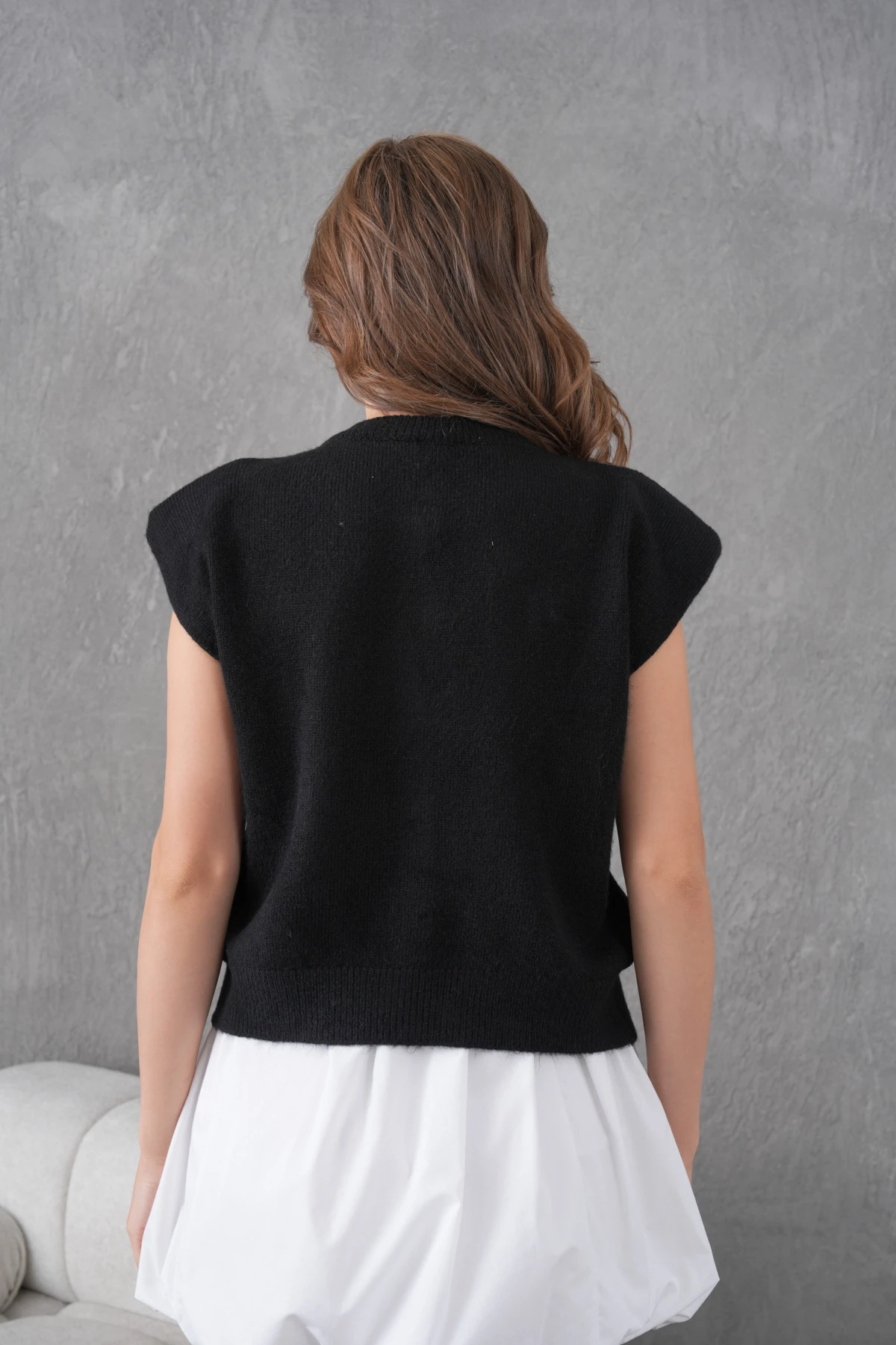 Kadın Bisiklet Yaka Düğme Detay Örgü Desenli Triko Ceket 8602Sw