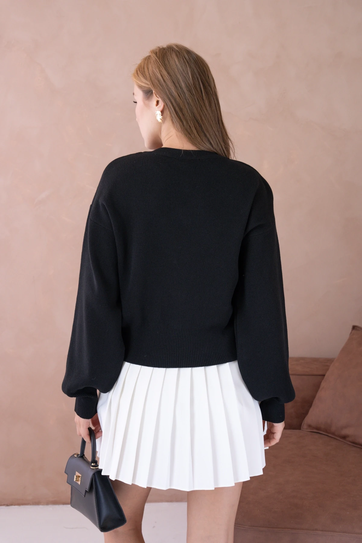 Kadın Bisiklet Yaka Düğme Detaylı Triko Hırka