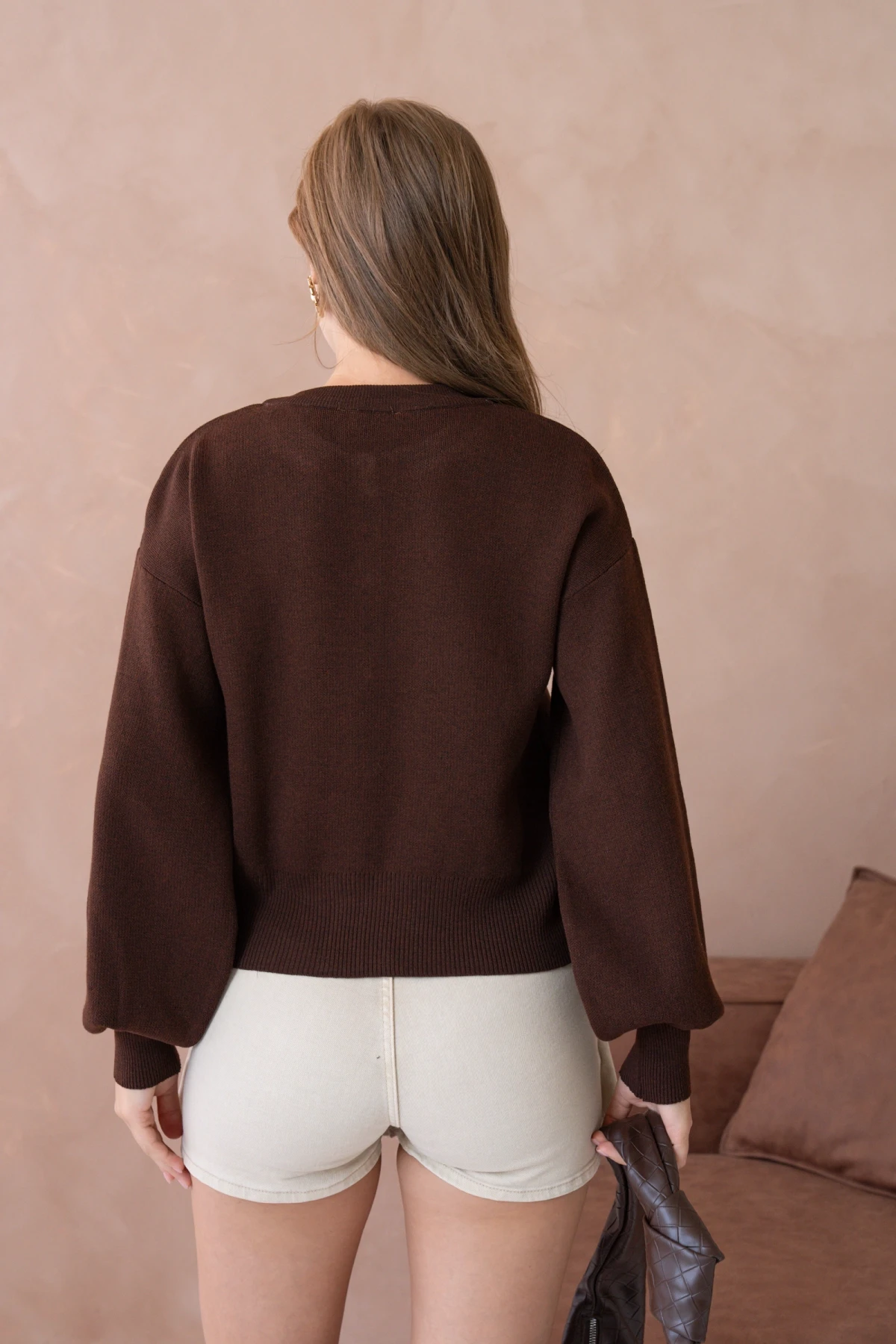 Kadın Bisiklet Yaka Düğme Detaylı Triko Hırka