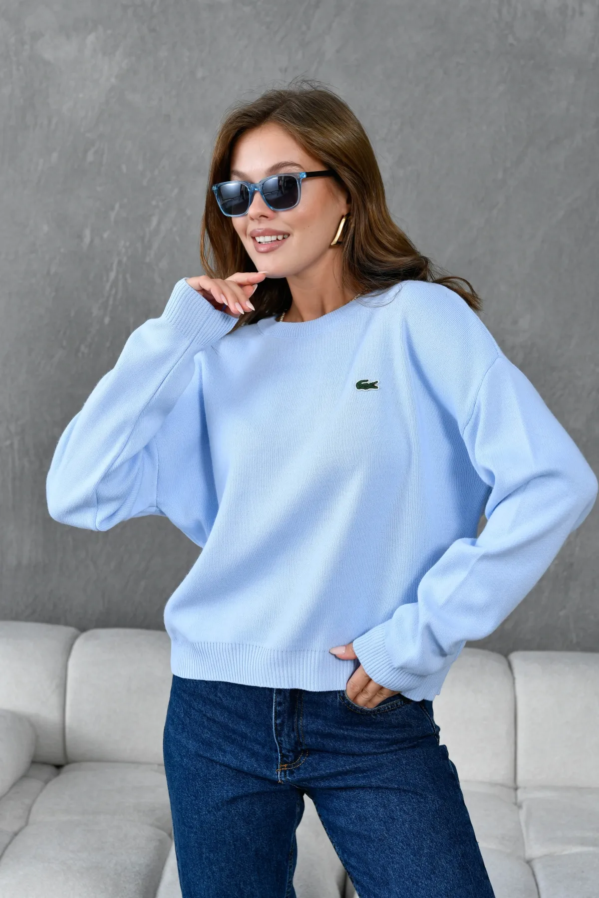 Kadın Bisiklet Yaka Düşük Omuz Salaş Triko Kazak 10946