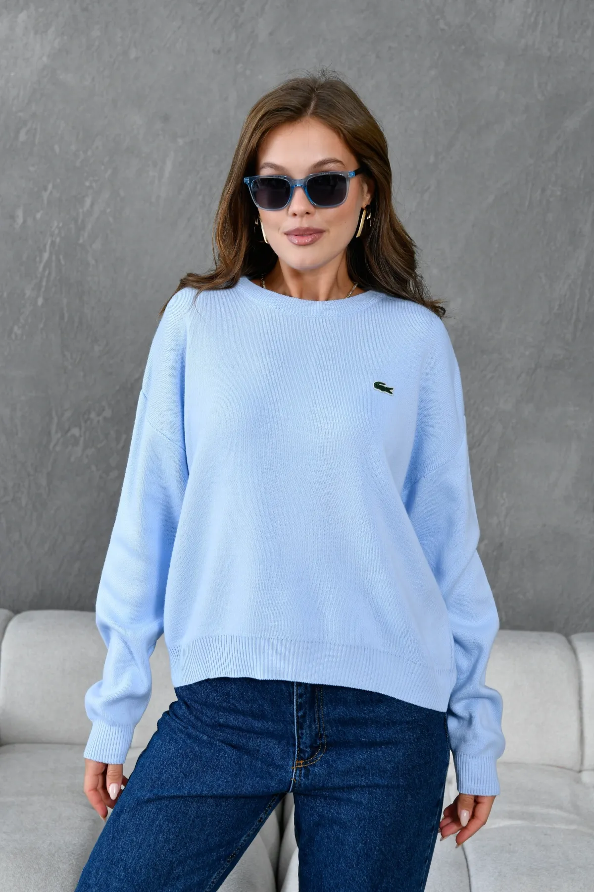 Kadın Bisiklet Yaka Düşük Omuz Salaş Triko Kazak 10946