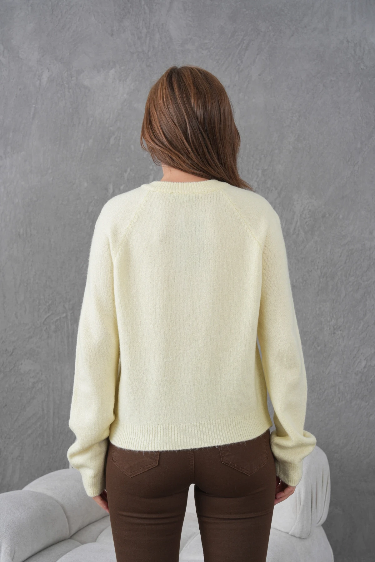 Kadın Bisiklet Yaka Kalp Düğme Detay Yumuşak Dokulu Triko Ceket 8569Sw