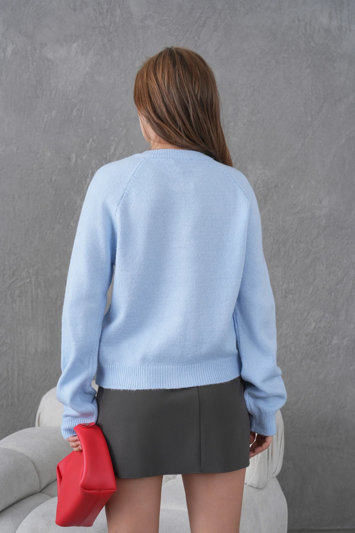 Kadın Bisiklet Yaka Kalp Düğme Detay Yumuşak Dokulu Triko Ceket 8569Sw