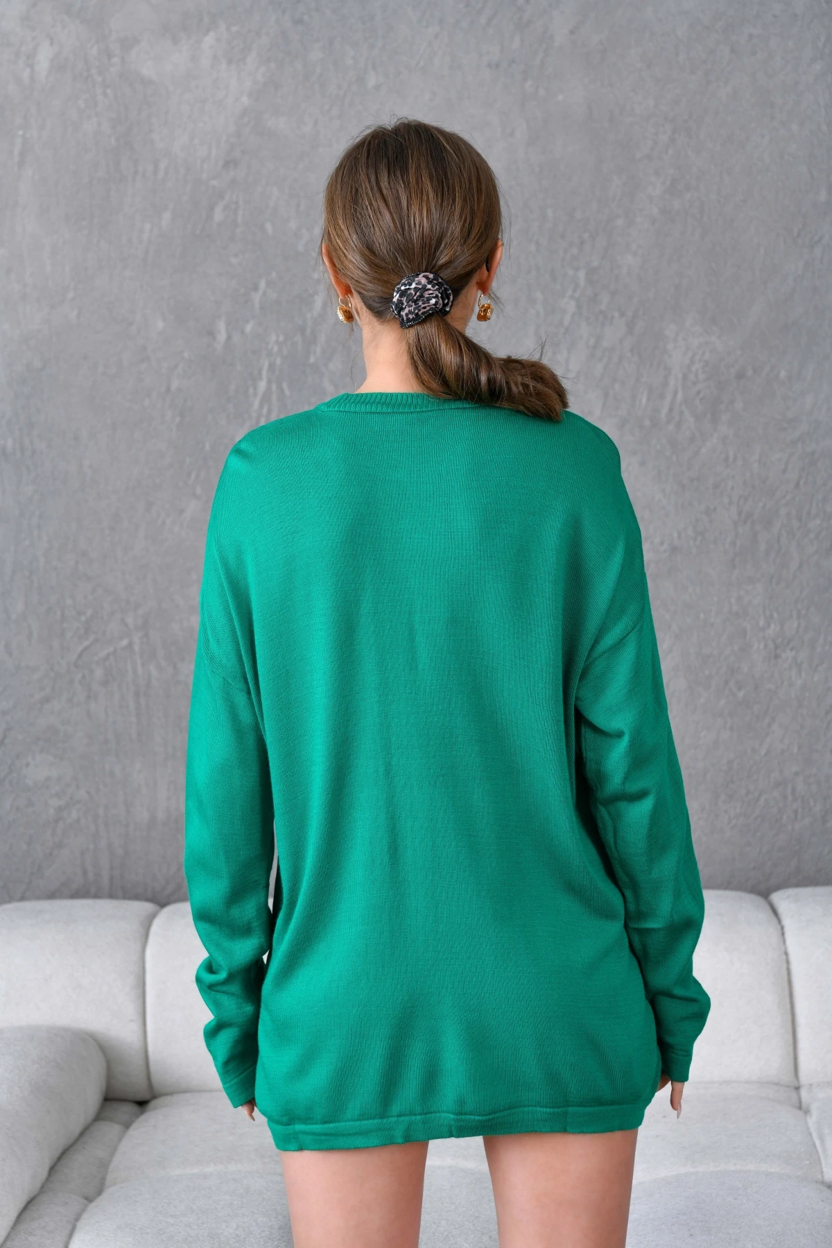 Kadın Bisiklet Yaka Nakış işlemeli Mevsimlik Triko Kazak 224293