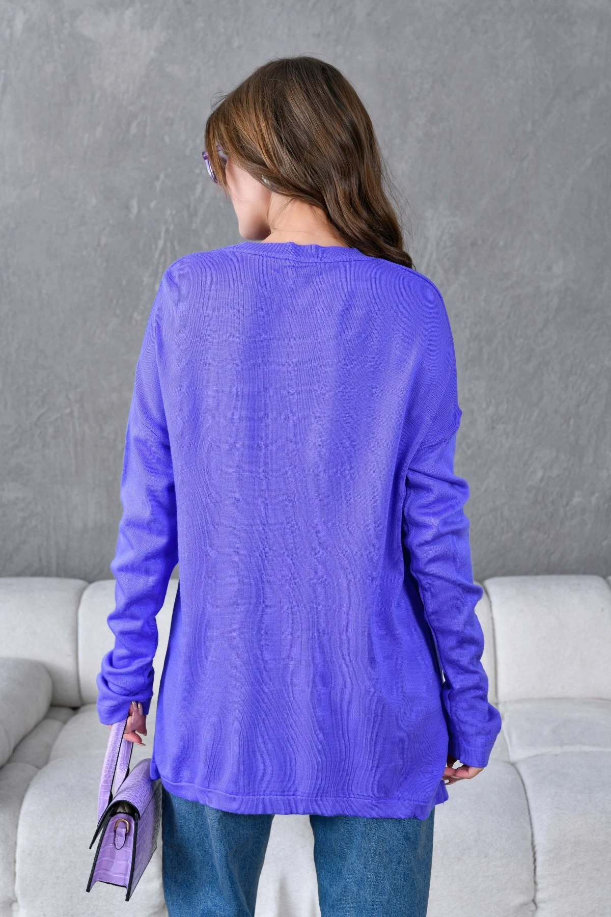 Kadın Bisiklet Yaka Nakış işlemeli Mevsimlik Triko Kazak 224293