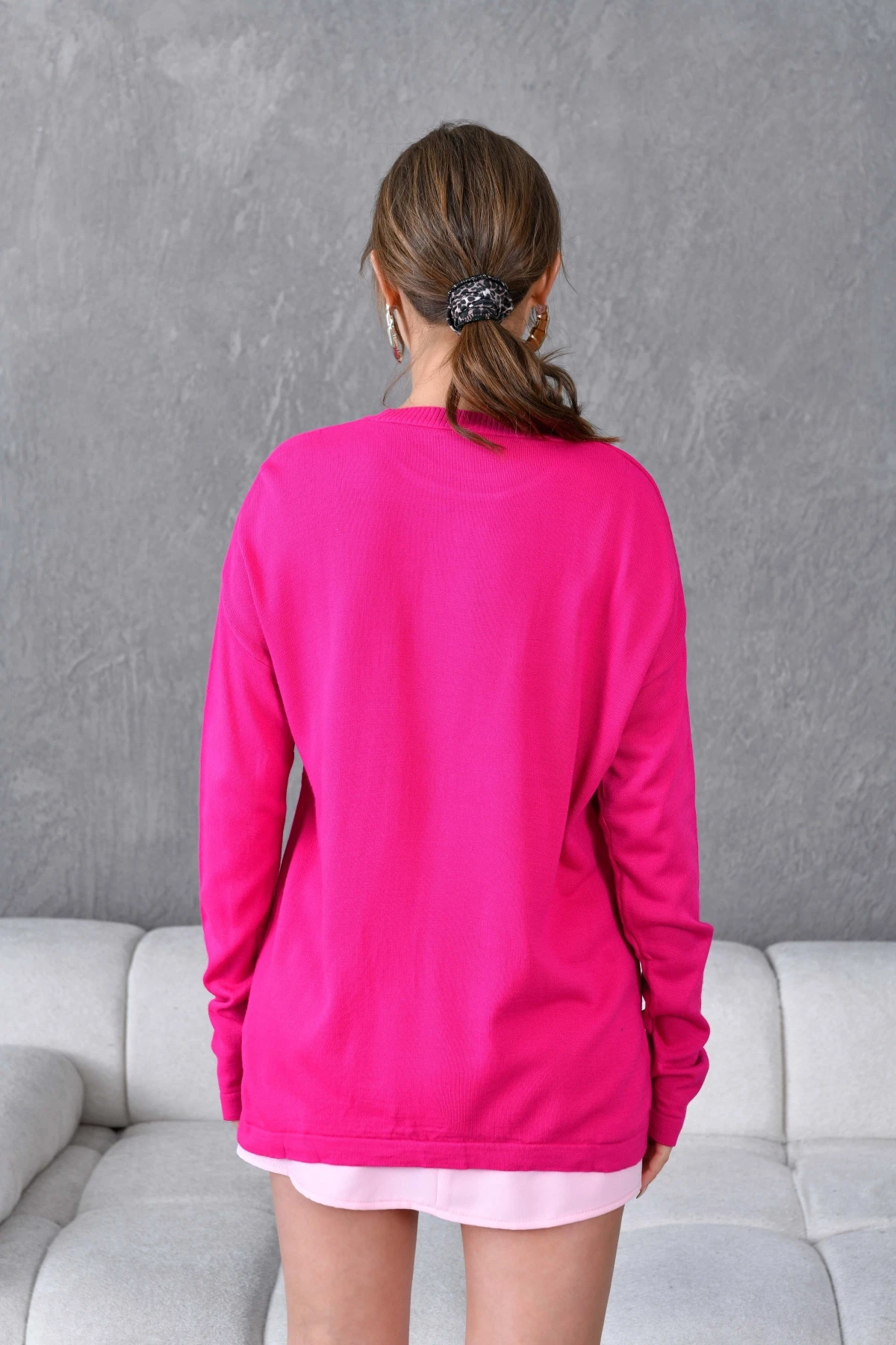 Kadın Bisiklet Yaka Nakış işlemeli Mevsimlik Triko Kazak 224293