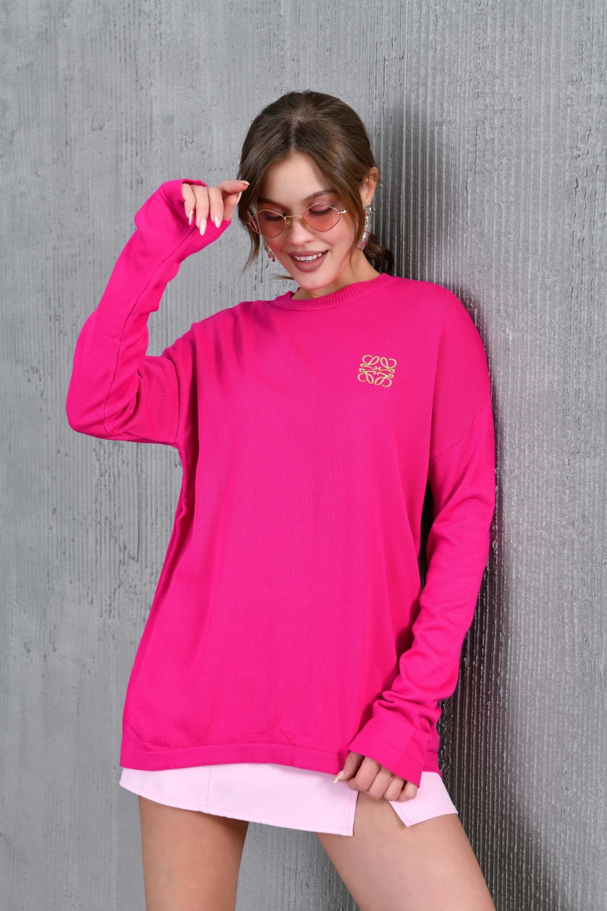 Kadın Bisiklet Yaka Nakış işlemeli Mevsimlik Triko Kazak 224293