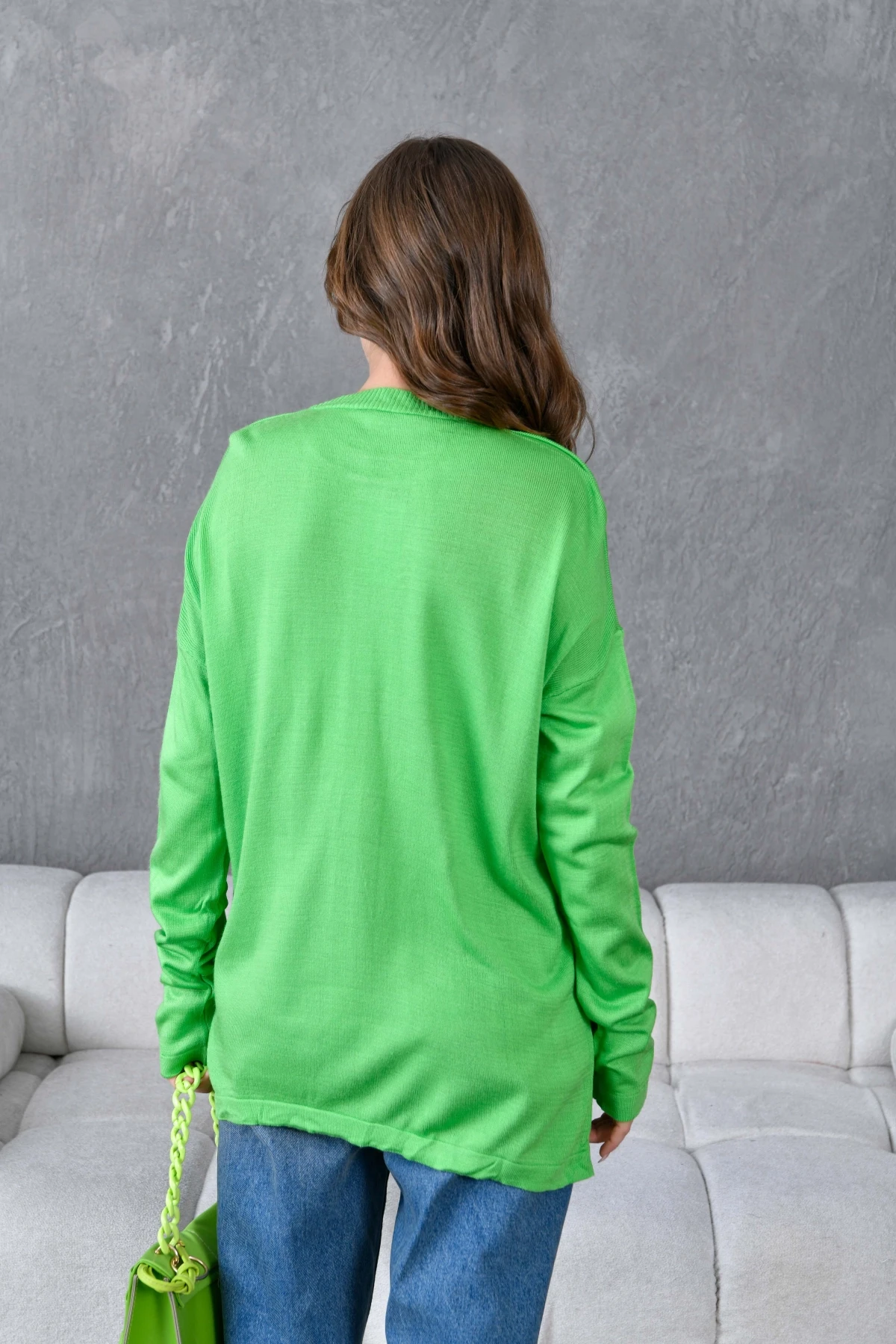 Kadın Bisiklet Yaka Nakış işlemeli Mevsimlik Triko Kazak 224293