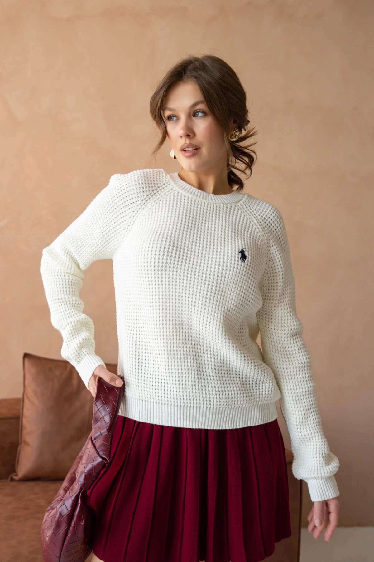 Kadın Bisiklet Yaka Örgü Detay Triko Kazak 227026Sw