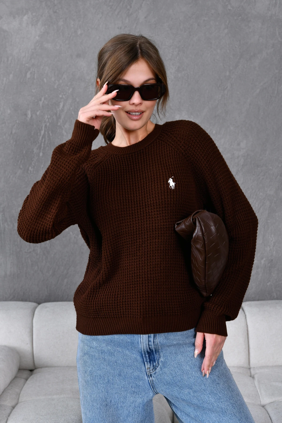 Kadın Bisiklet Yaka Örgü Detay Triko Kazak 227026Sw