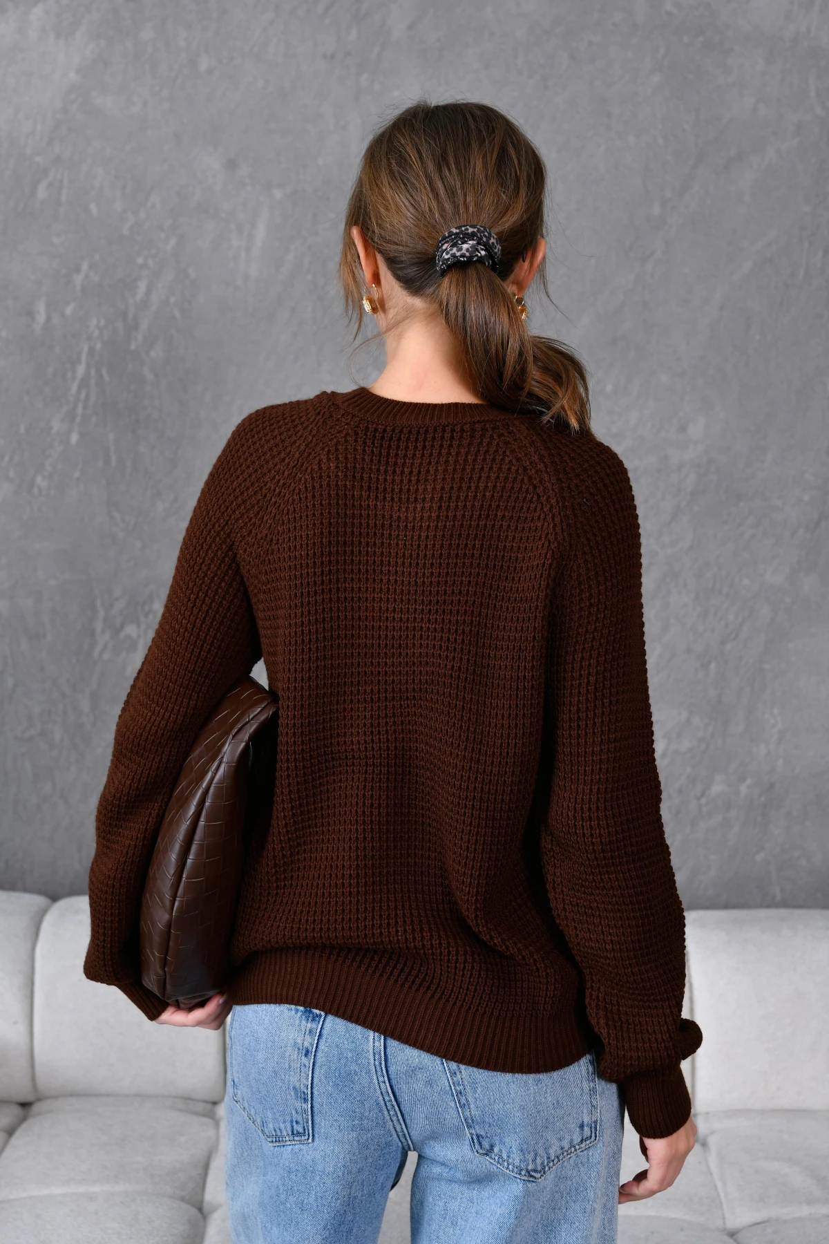 Kadın Bisiklet Yaka Örgü Detay Triko Kazak 227026Sw