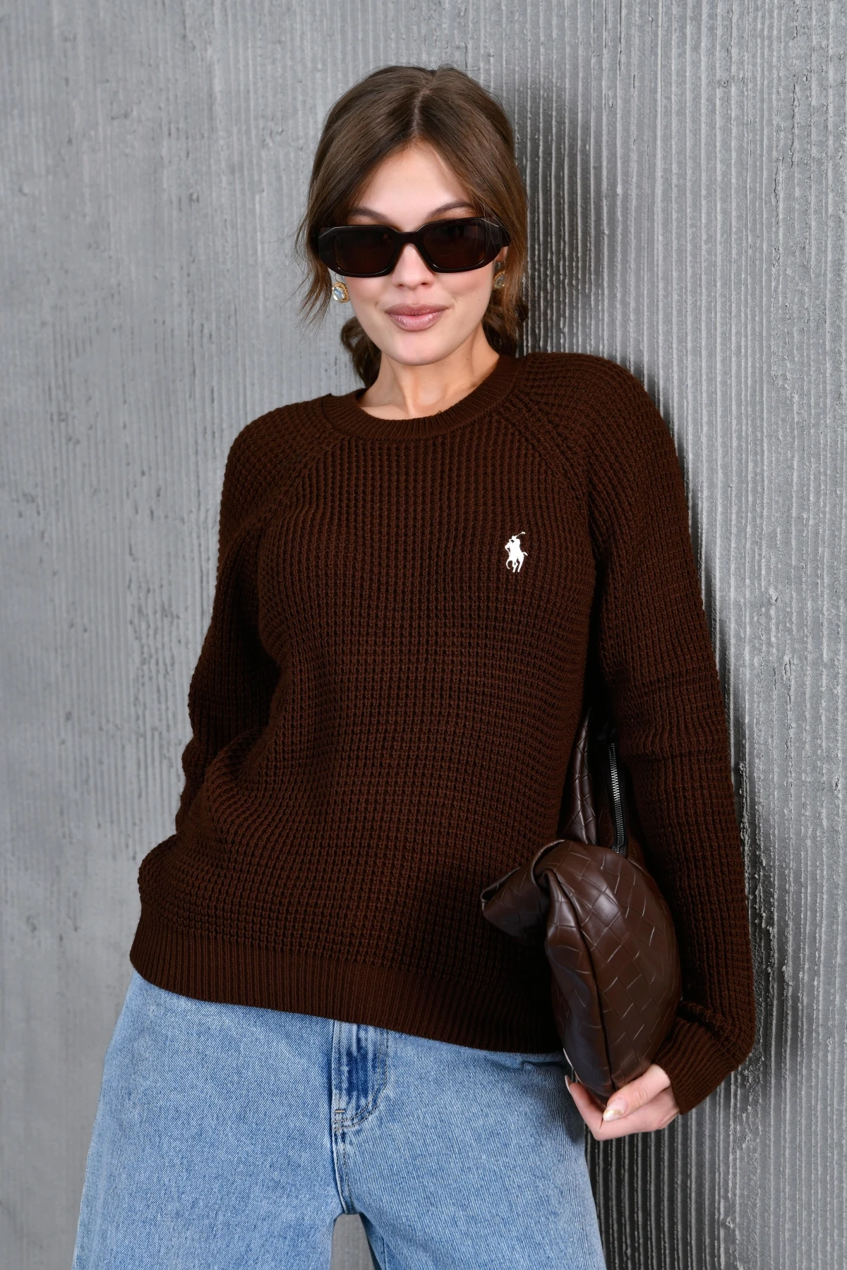 Kadın Bisiklet Yaka Örgü Detay Triko Kazak 227026Sw