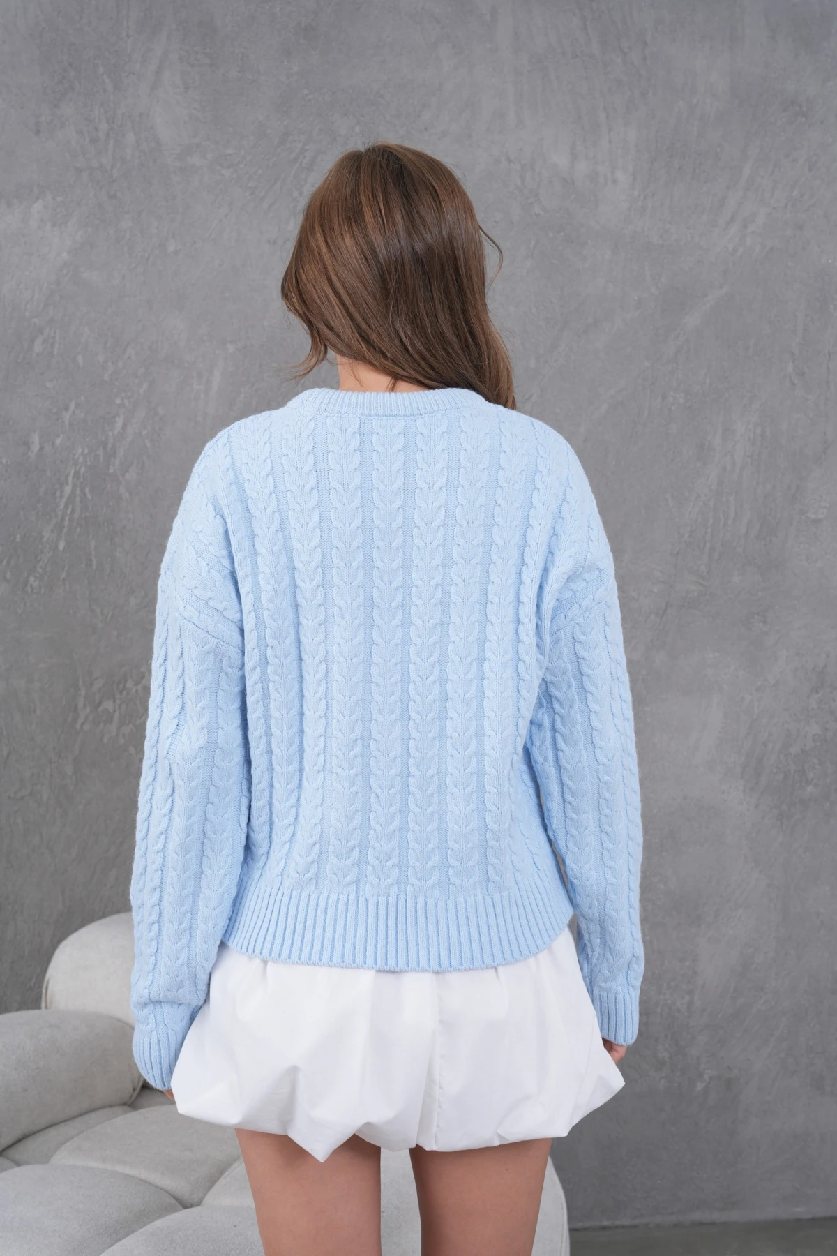 Kadın Bisiklet Yaka Örgü Detay Triko Kazak