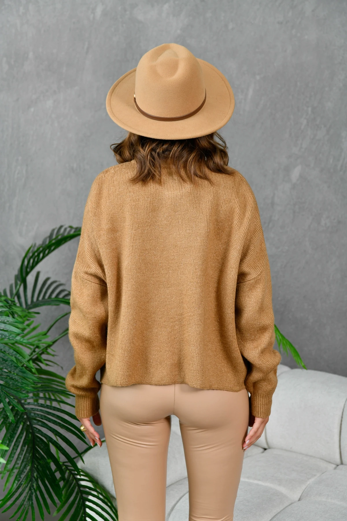 Kadın Bisiklet Yaka Oversize Triko Kazak 227045Sw