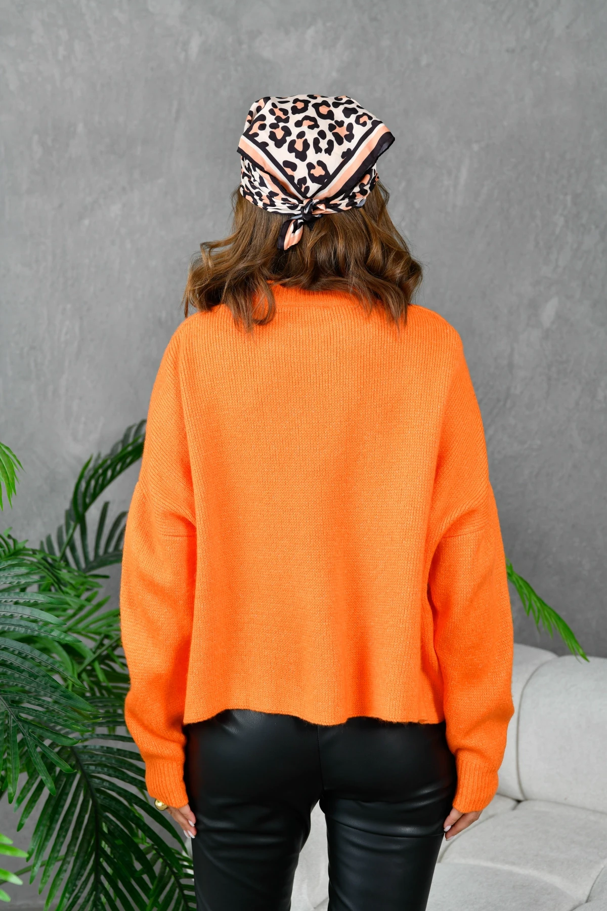 Kadın Bisiklet Yaka Oversize Triko Kazak 227045Sw