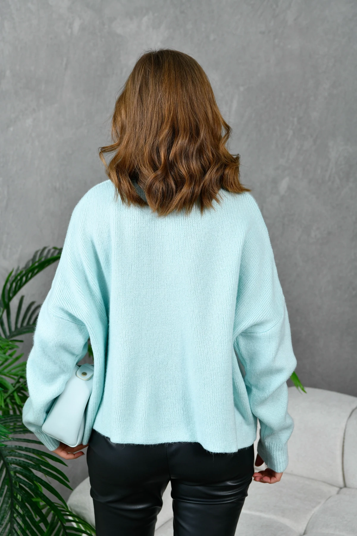 Kadın Bisiklet Yaka Oversize Triko Kazak 227045Sw