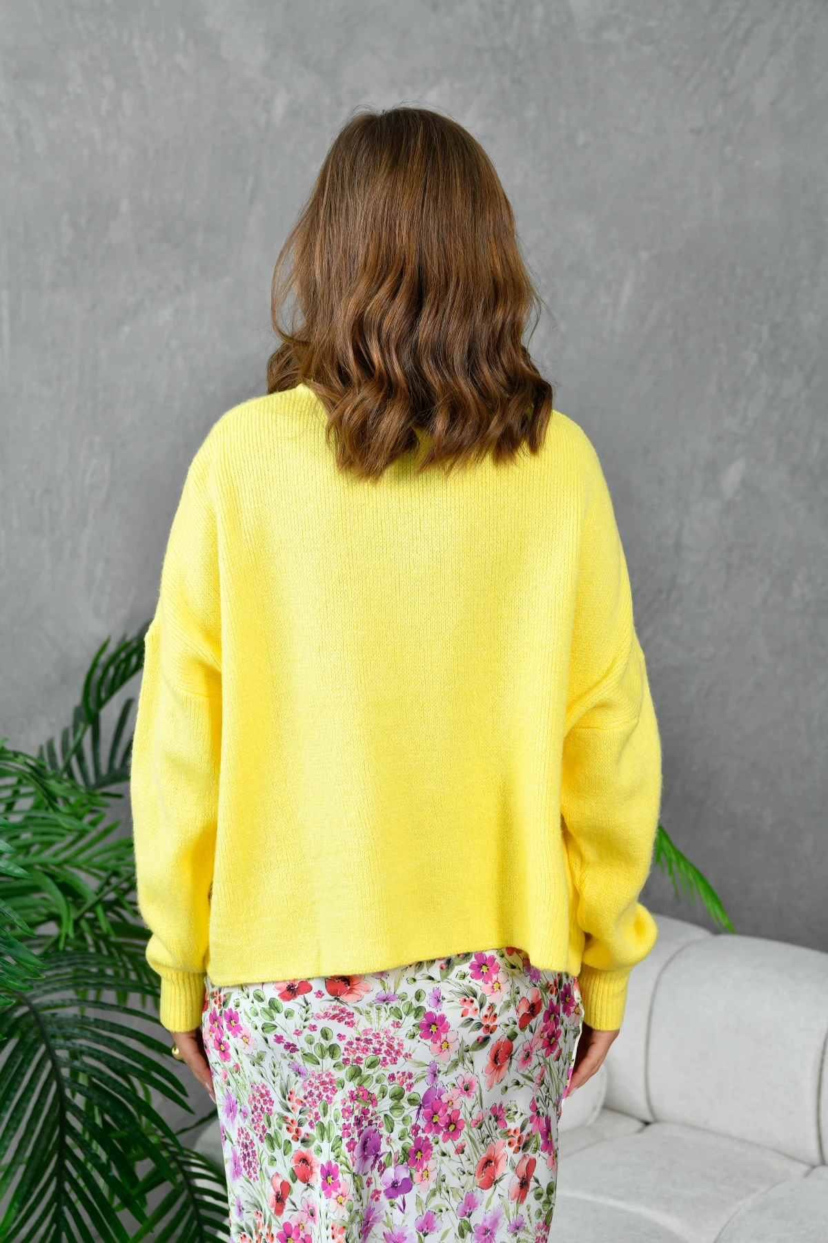 Kadın Bisiklet Yaka Oversize Triko Kazak 227045Sw