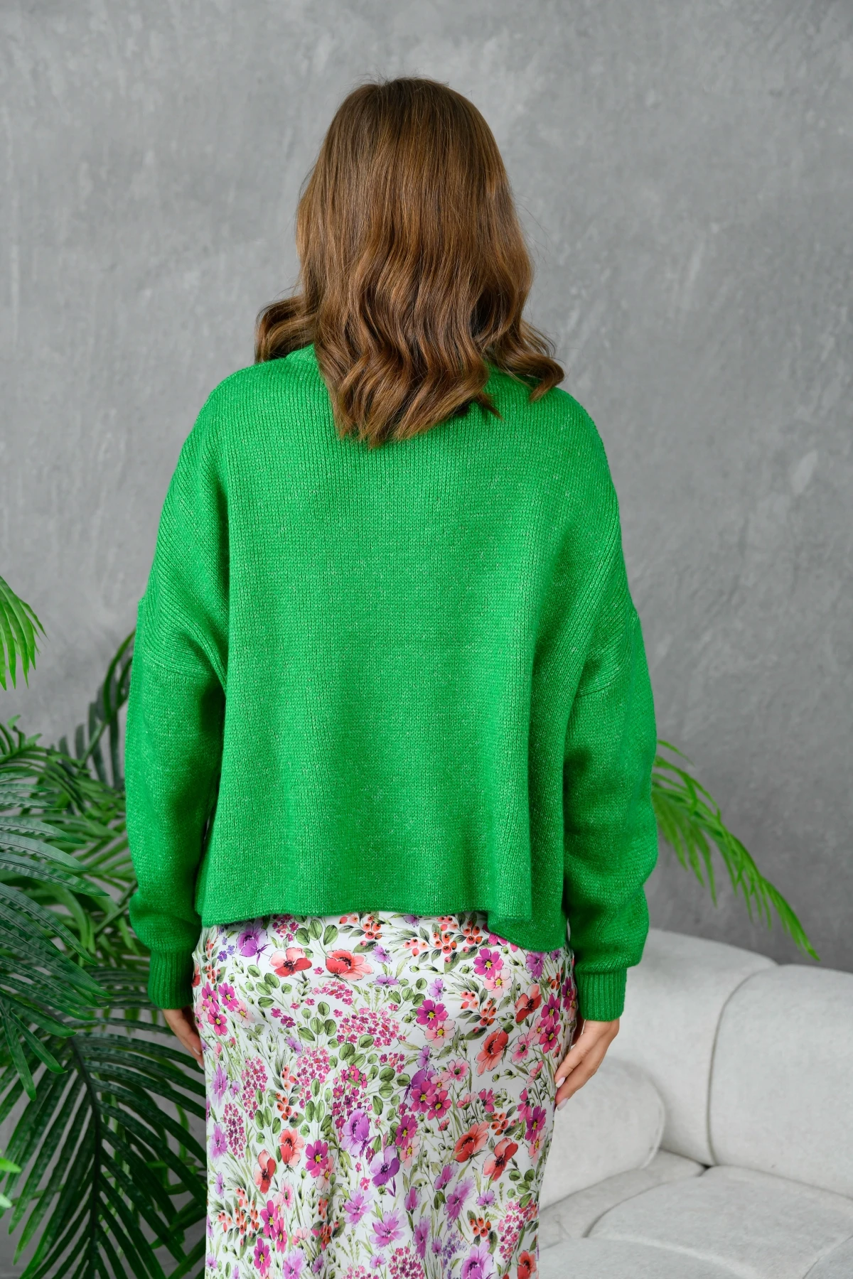 Kadın Bisiklet Yaka Oversize Triko Kazak 227045Sw