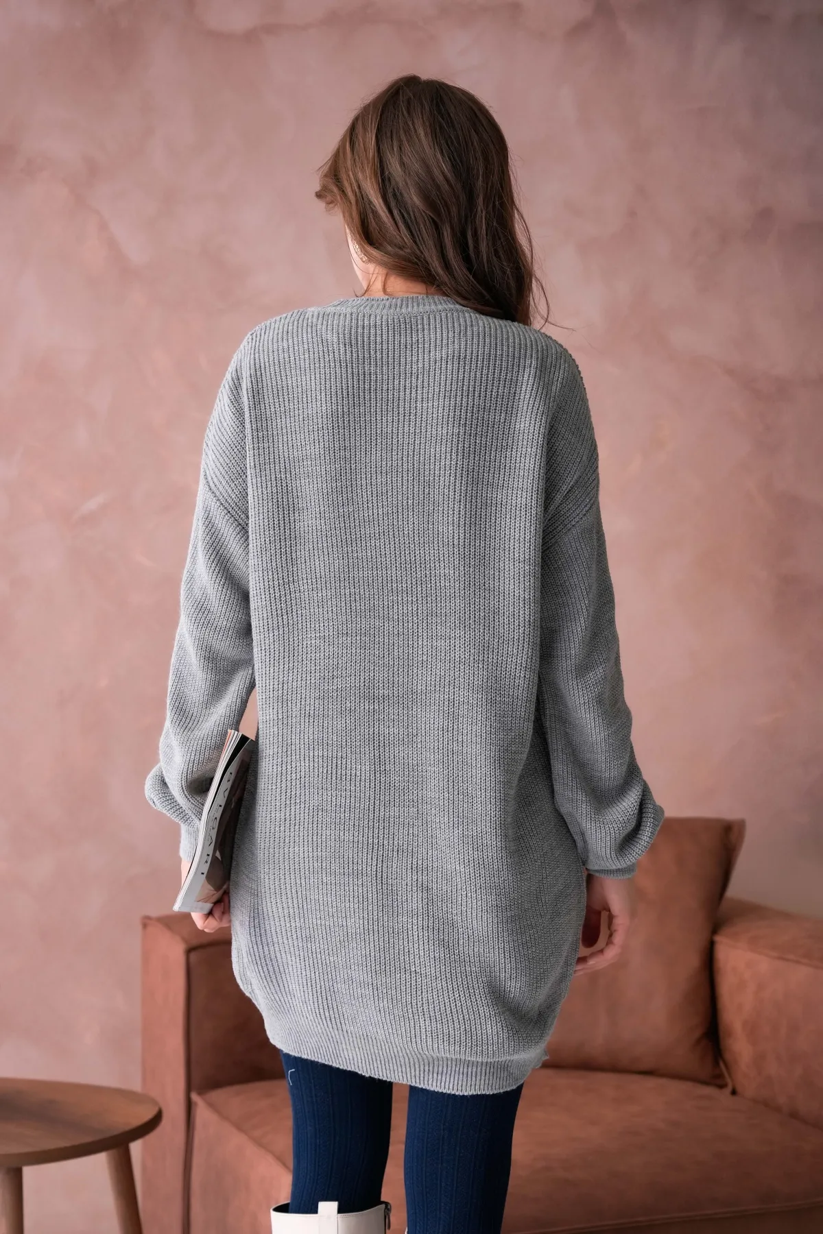 Kadın Bisiklet Yaka Selanik Örgü Nakışlı Triko Tunik 8492