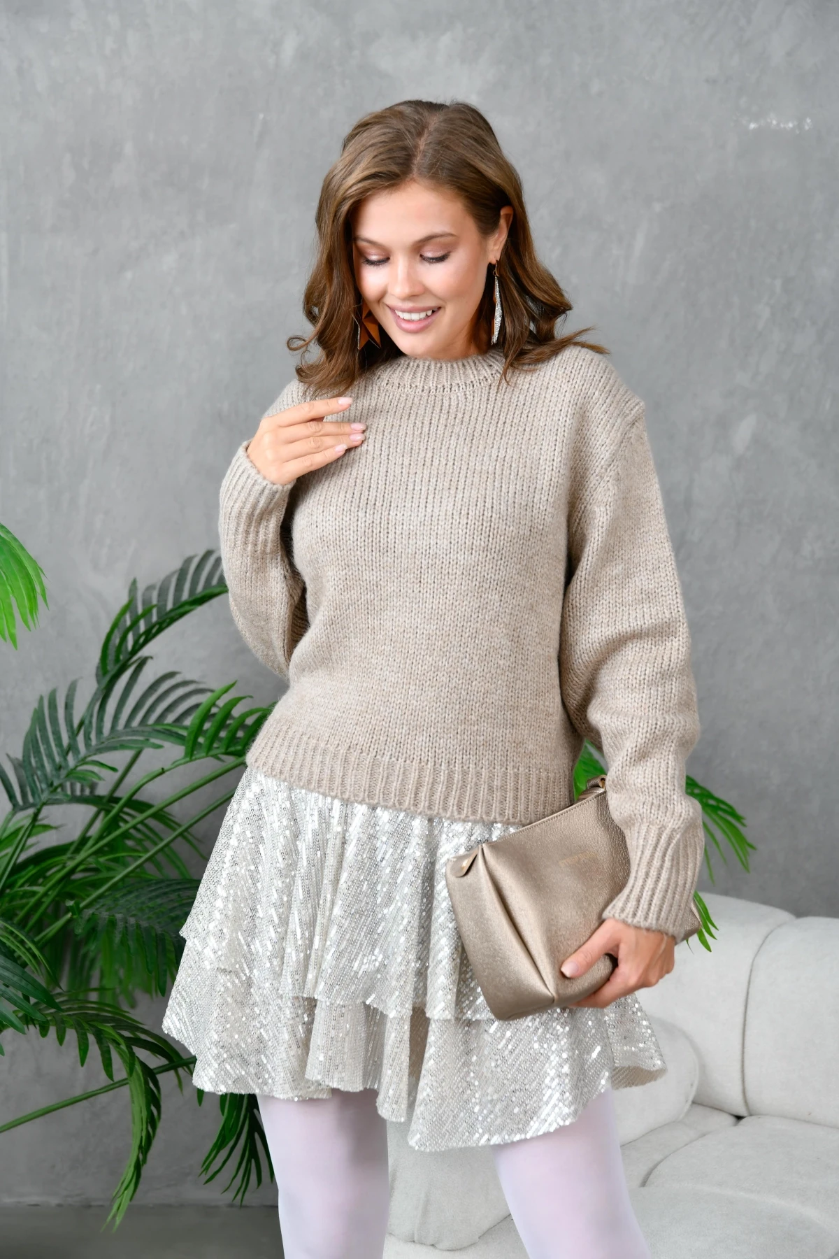 Kadın Bisiklet Yaka Selanik  Örgü Yumuşak Dokulu Triko Kazak 3014