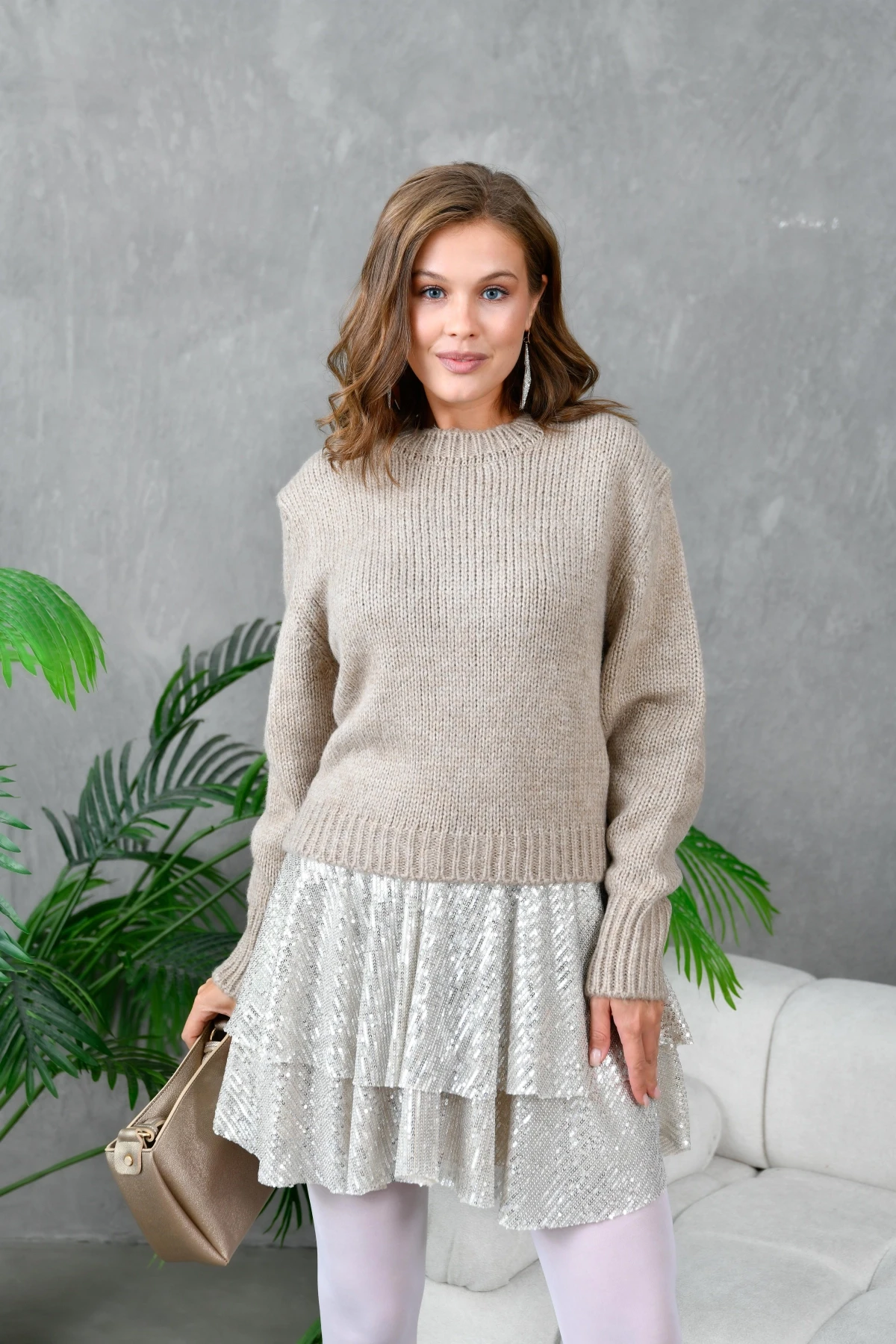 Kadın Bisiklet Yaka Selanik  Örgü Yumuşak Dokulu Triko Kazak 3014