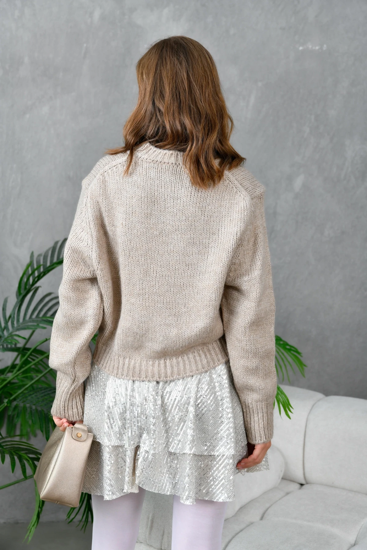 Kadın Bisiklet Yaka Selanik  Örgü Yumuşak Dokulu Triko Kazak 3014