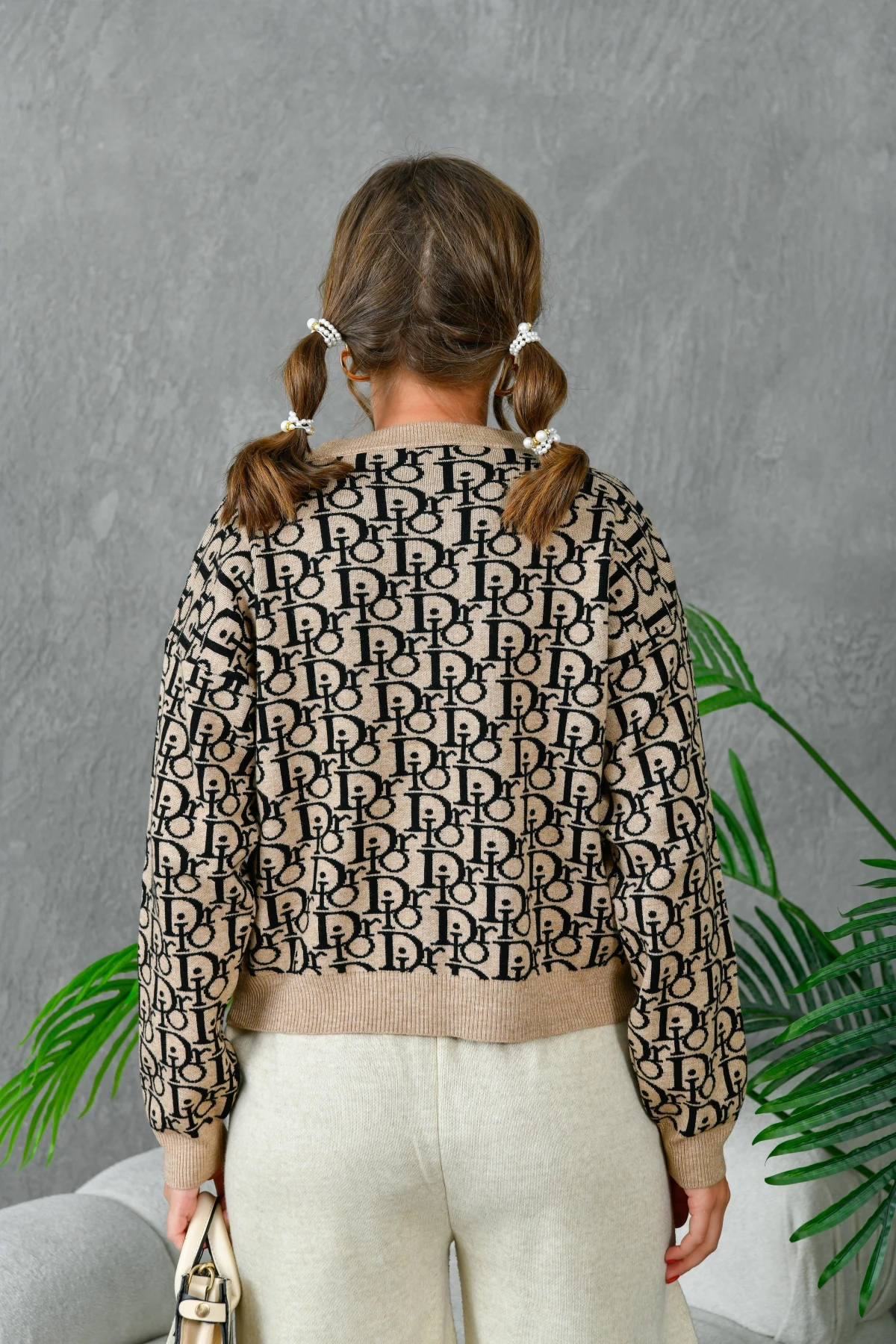 Kadın Bisiklet Yaka Yazı Detaylı Premium İplik Triko Kazak 10395.Crs