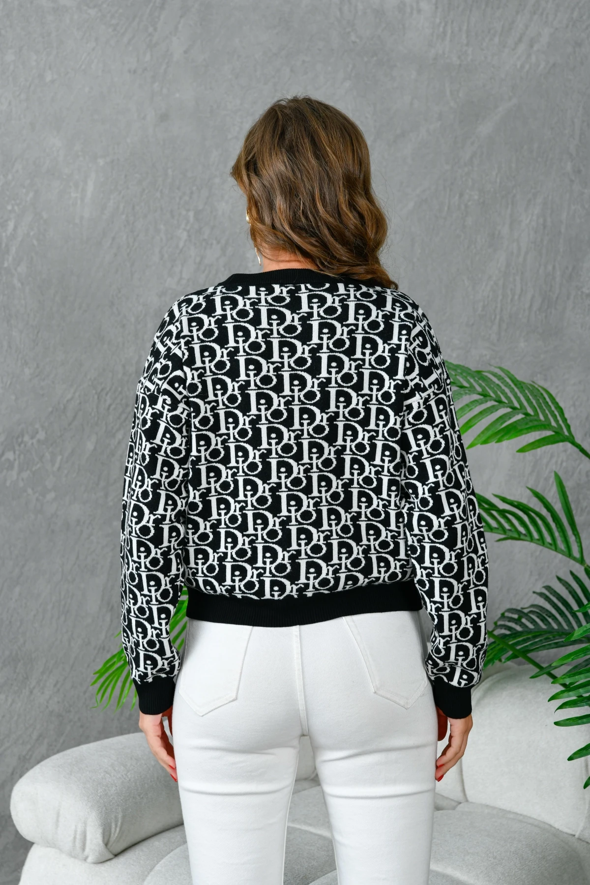 Kadın Bisiklet Yaka Yazı Detaylı Premium İplik Triko Kazak 10395.Crs