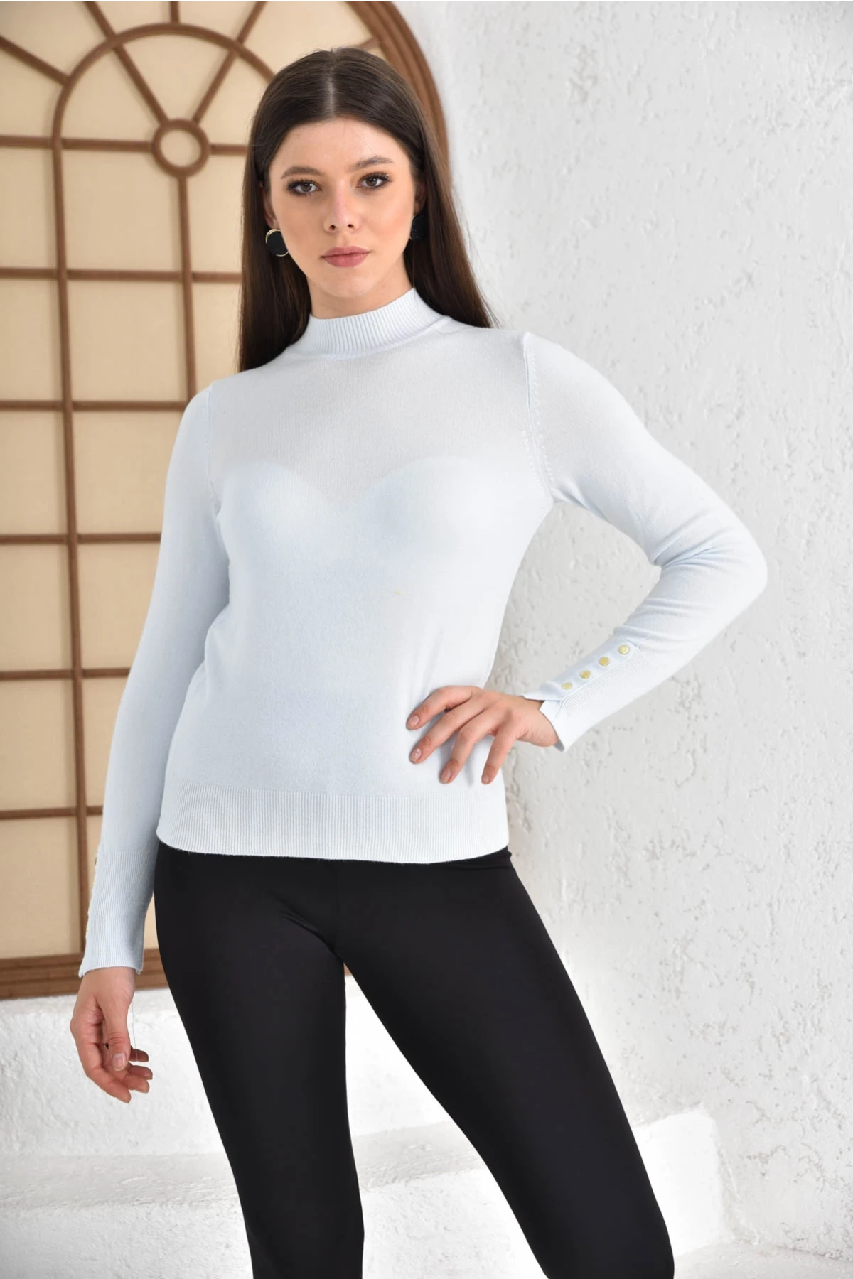 Kadın Dik Yaka Premium İplik Basic Trikokazak 214154.Crs