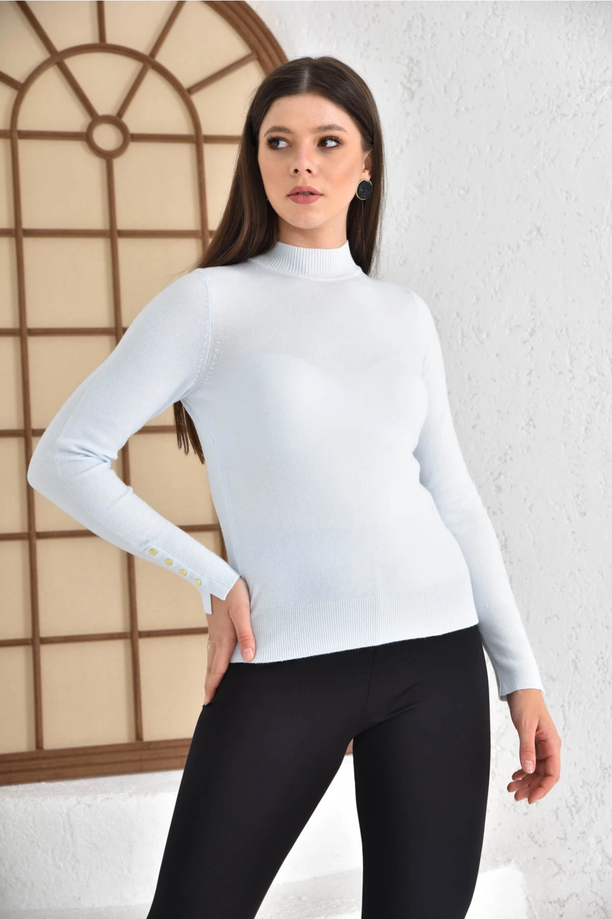 Kadın Dik Yaka Premium İplik Basic Trikokazak 214154.Crs