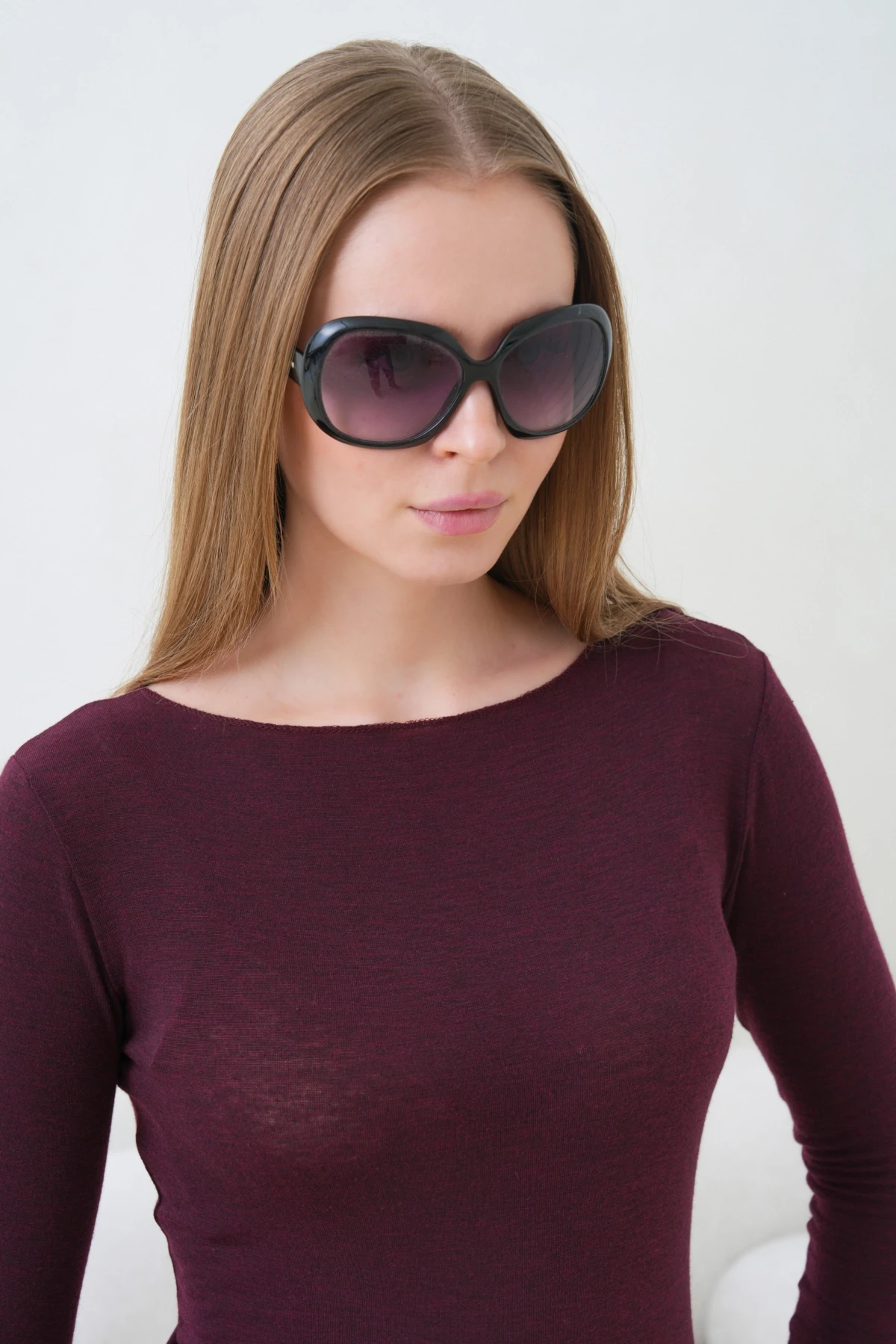 Kadın Geniş Yaka Uzun Kol Lycralı Penye Bluz 13000