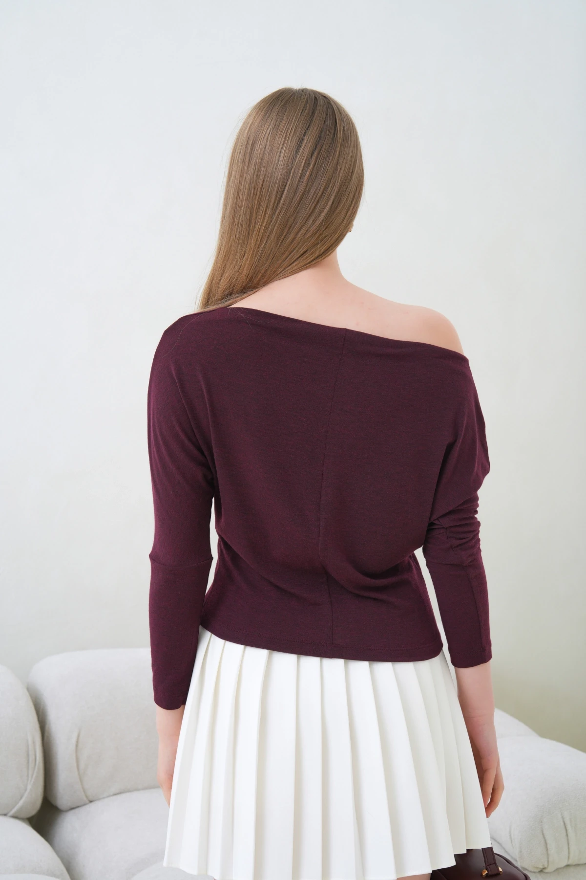 Kadın Kayık Yaka Yarasa Kol Lycralı Penye Bluz 13001