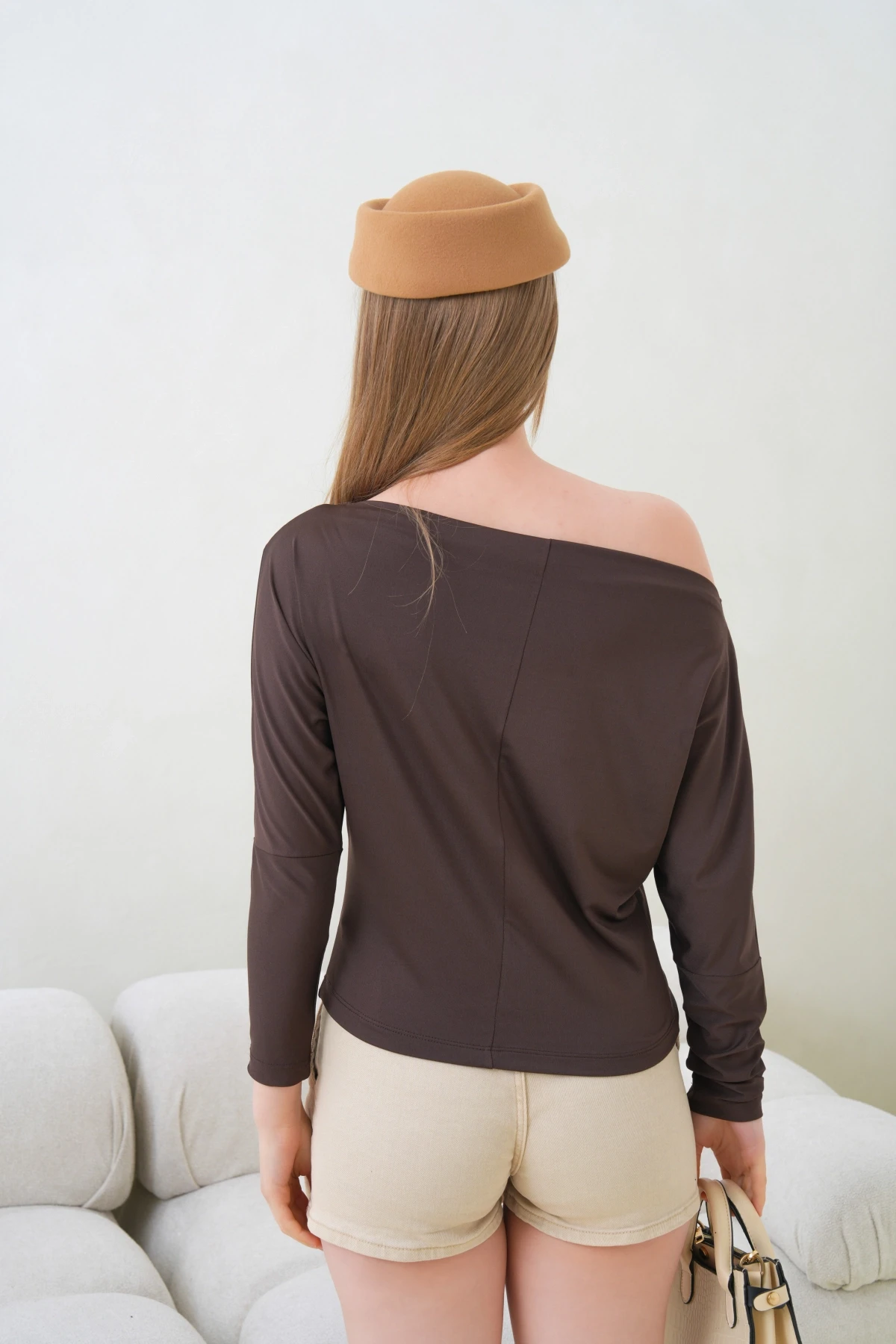 Kadın Kayık Yaka Yarasa Kol Lycralı Penye Bluz 13002