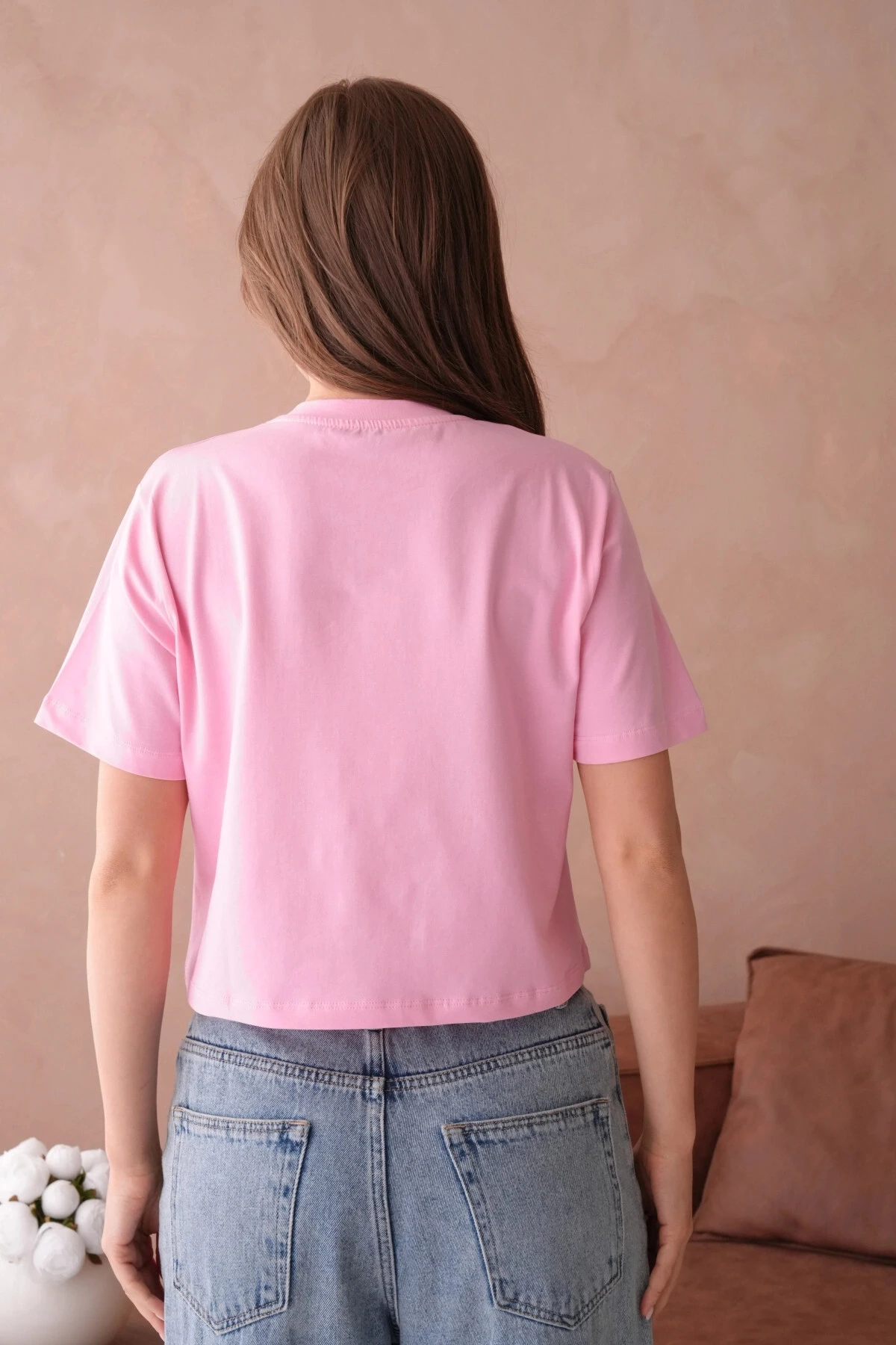 Pembe Kısa Kol Basic T-Shirt
