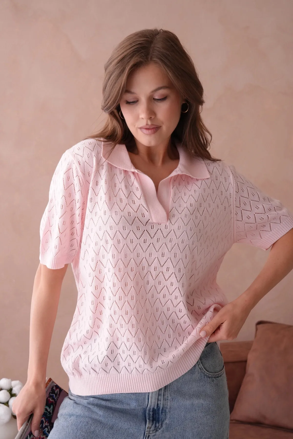 Polo Yaka Kısa Kol Salaş Yazlık T-Shirt