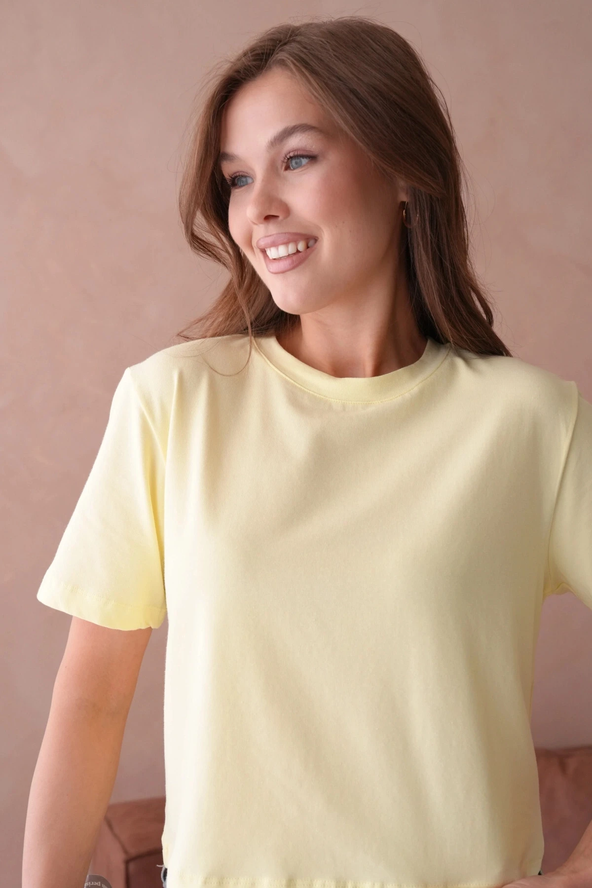 Sarı Kısa Kol Basic T-Shirt